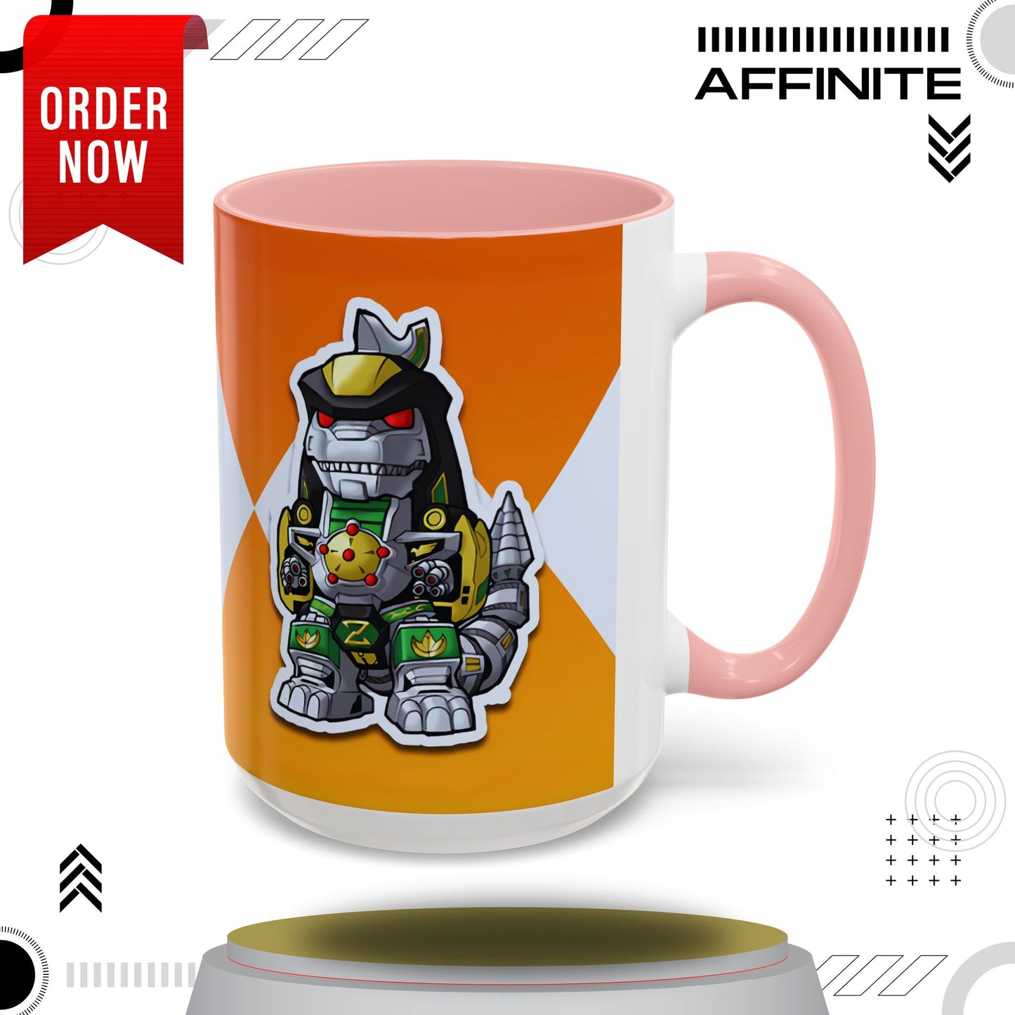 Mug Power Rangers Dragonzord Mug – 11oz & 15oz Ceramic Coffee Cup 15oz Pink