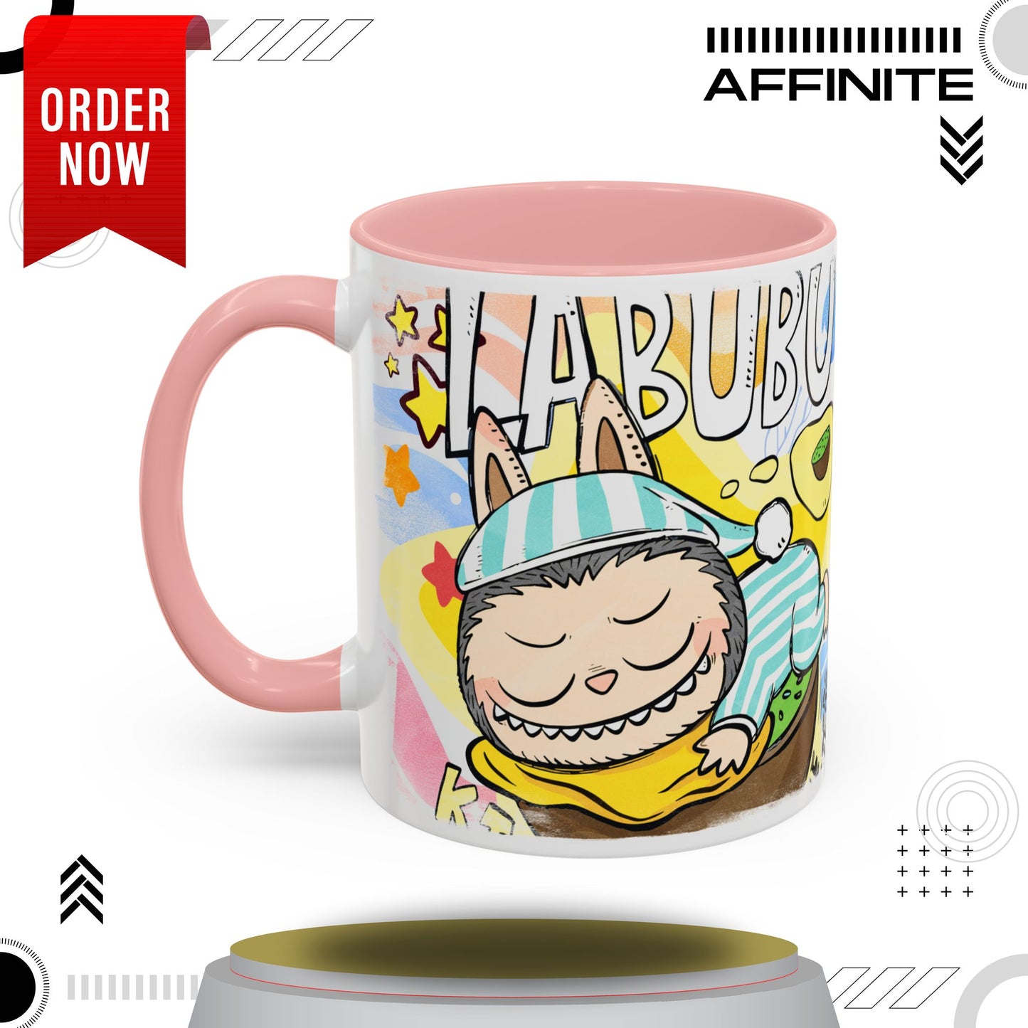 Mug Labubu Lazy Yoga Accent Coffee Mug - Fun & Whimsical Design for Relaxation Lovers 11oz Pink
