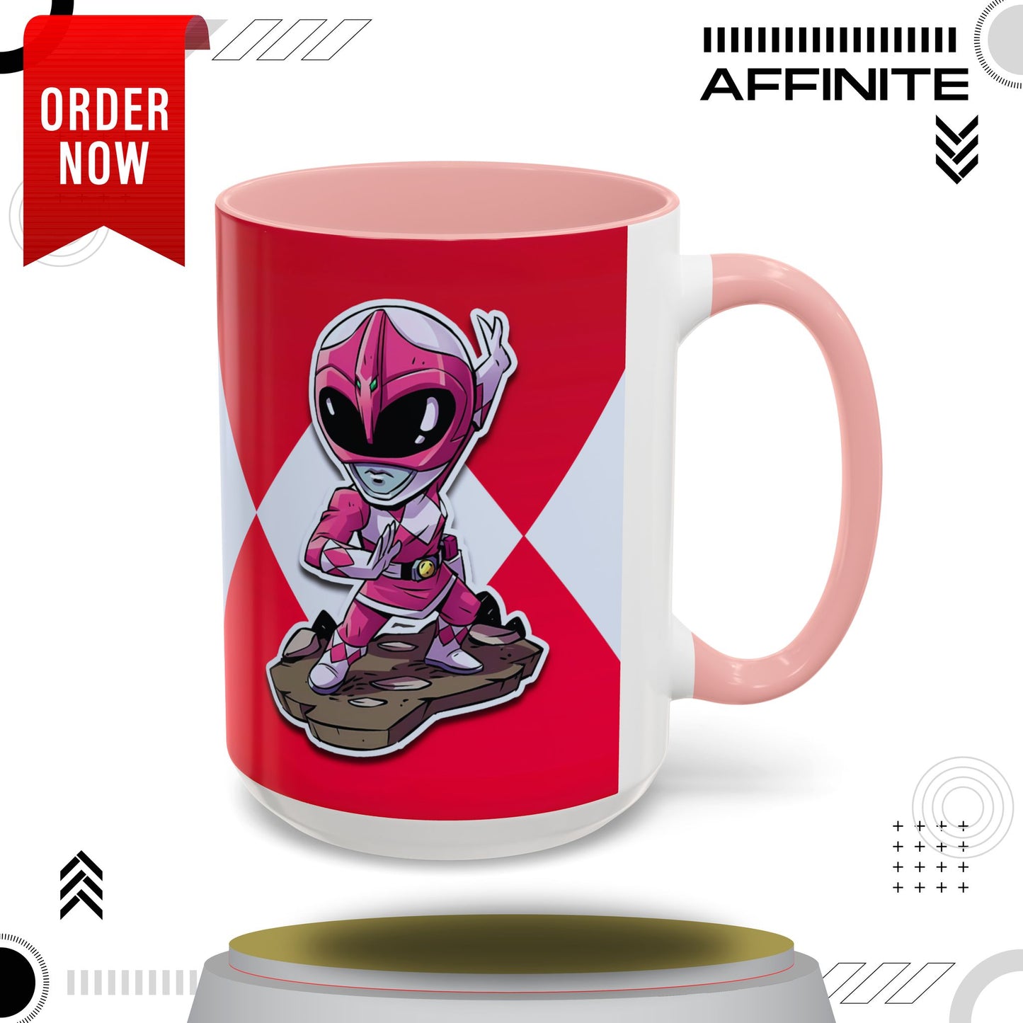 Mug Mighty Morphin Power Rangers Pink Ranger Ceramic Mug - 11oz & 15oz Coffee Mug - Accent Mug for Pop Culture Fans 15oz Pink
