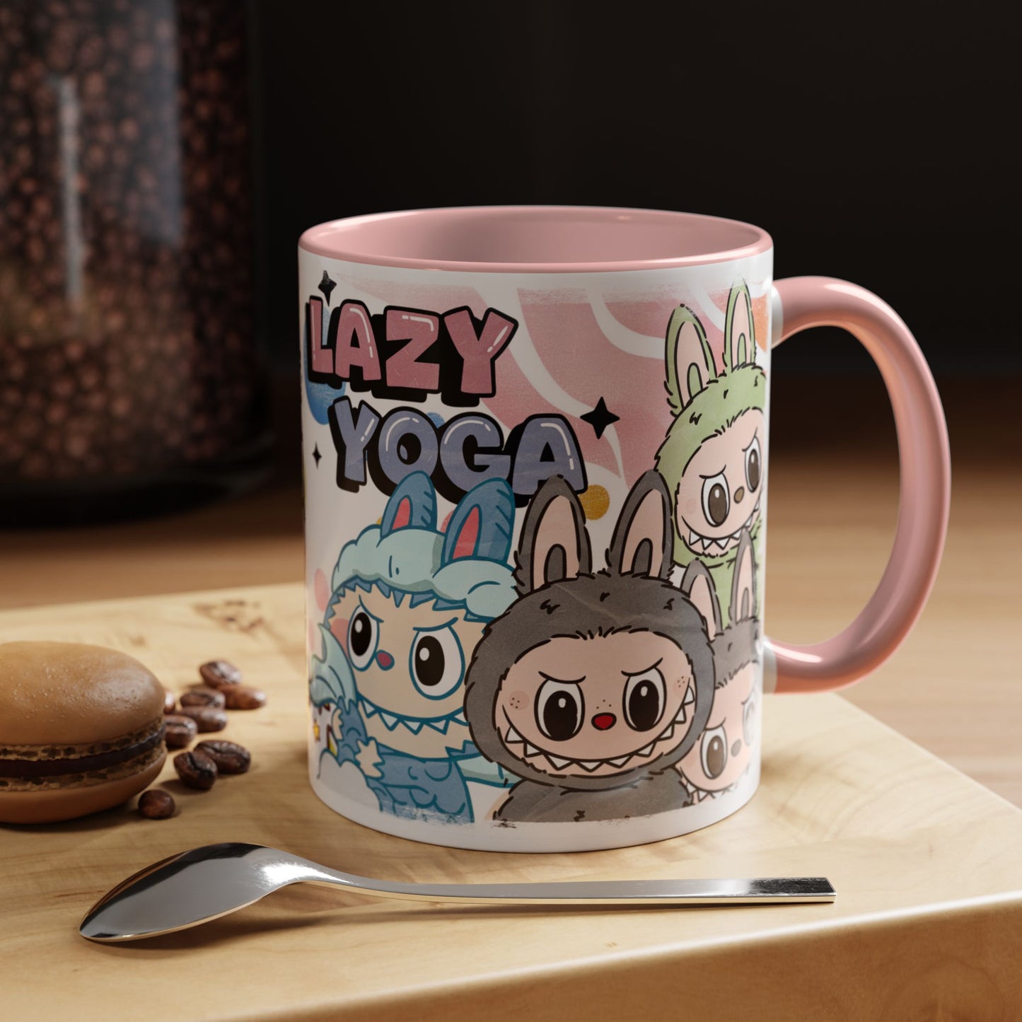 Mug Lazy Yoga Cartoon Labubu Accent Coffee Mug - Fun and Whimsical Design for Coffee Lovers