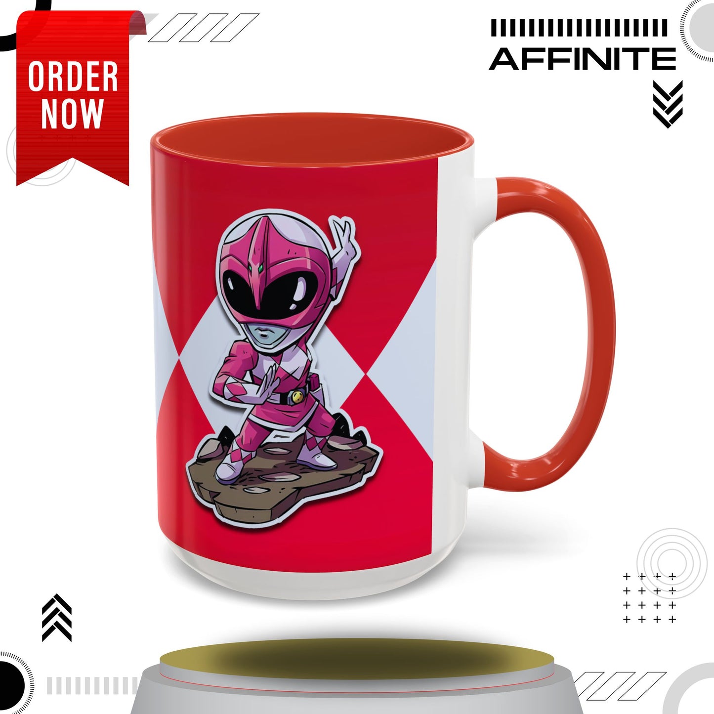 Mug Mighty Morphin Power Rangers Pink Ranger Ceramic Mug - 11oz & 15oz Coffee Mug - Accent Mug for Pop Culture Fans 15oz Red