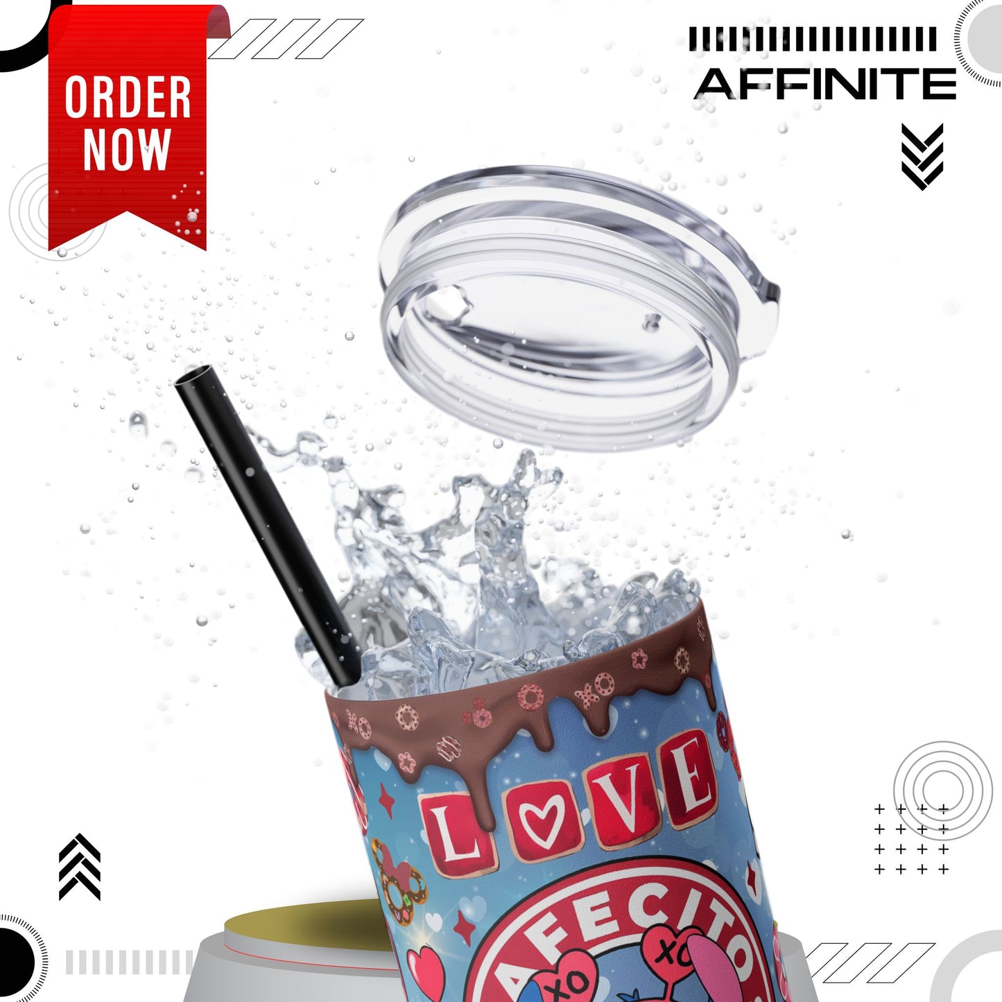 Tumblers Stitch Love & Cupcakes Skinny Tumbler with Straw - 20oz, Cute Drinkware for Coffee Lovers