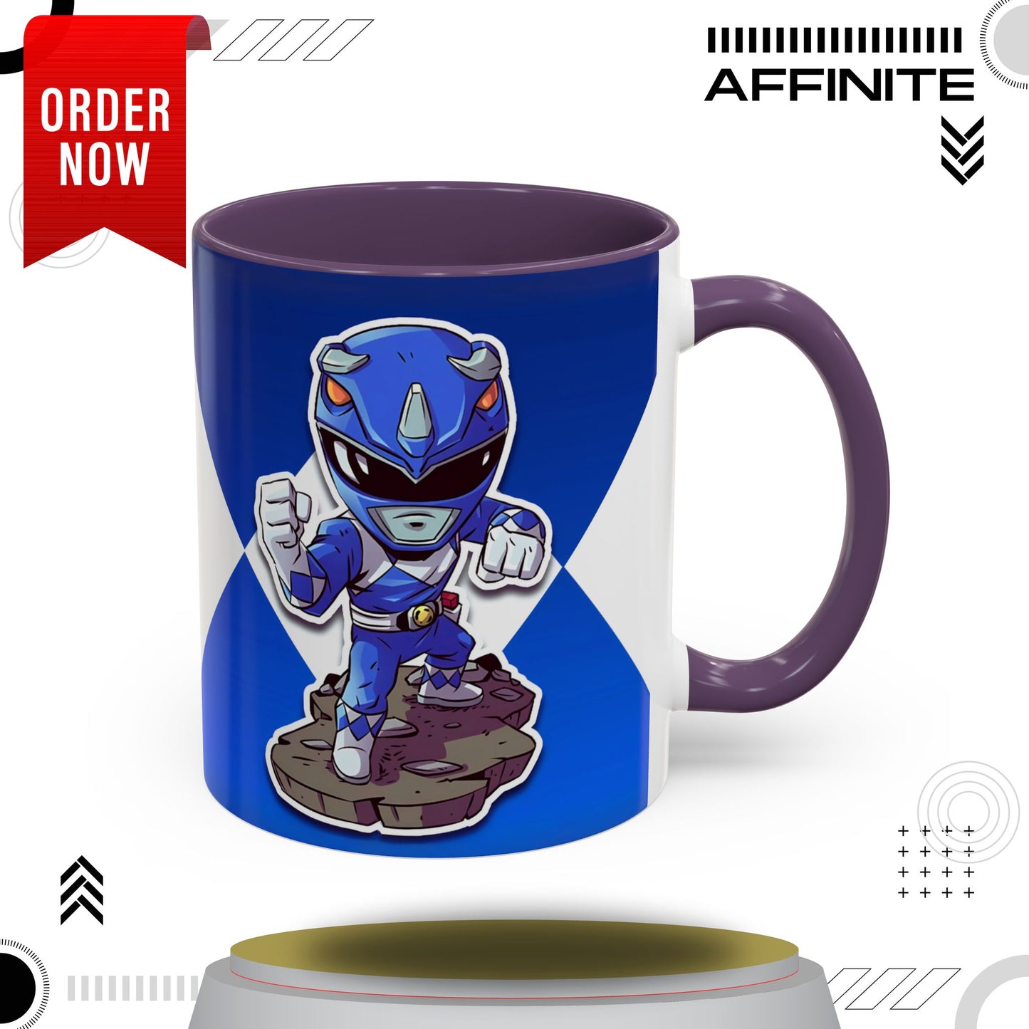 Mug Mighty Morphin Power Rangers Blue Ranger Ceramic Mug - 11oz & 15oz Coffee Mug - Accent Mug for Pop Culture Fans 11oz Purple