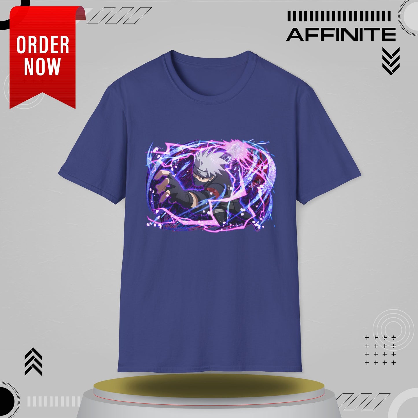 T-Shirt Unisex Softstyle T-Shirt - Bold Anime Kakashi Graphics Metro Blue