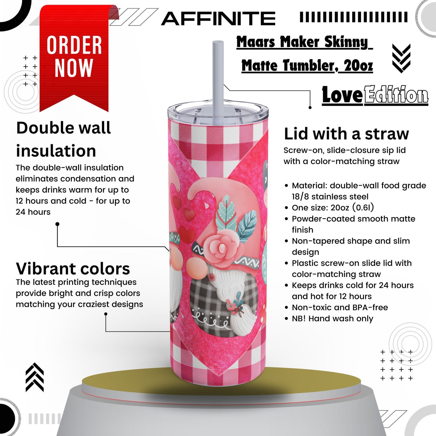 Tumblers Maars Maker 20oz Love Skinny Tumbler – Matte & Modern Dusty Blue 20oz Matte