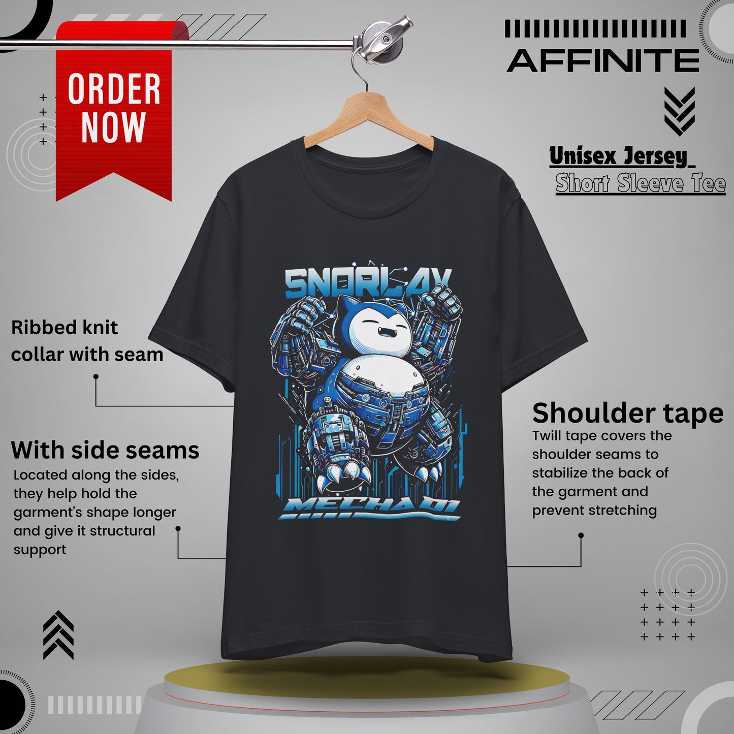 T-Shirt Robot Snoorlax Unisex Softstyle T-Shirt / Anime-Inspired Graphic Tee by Bella+Canvas Vintage Black