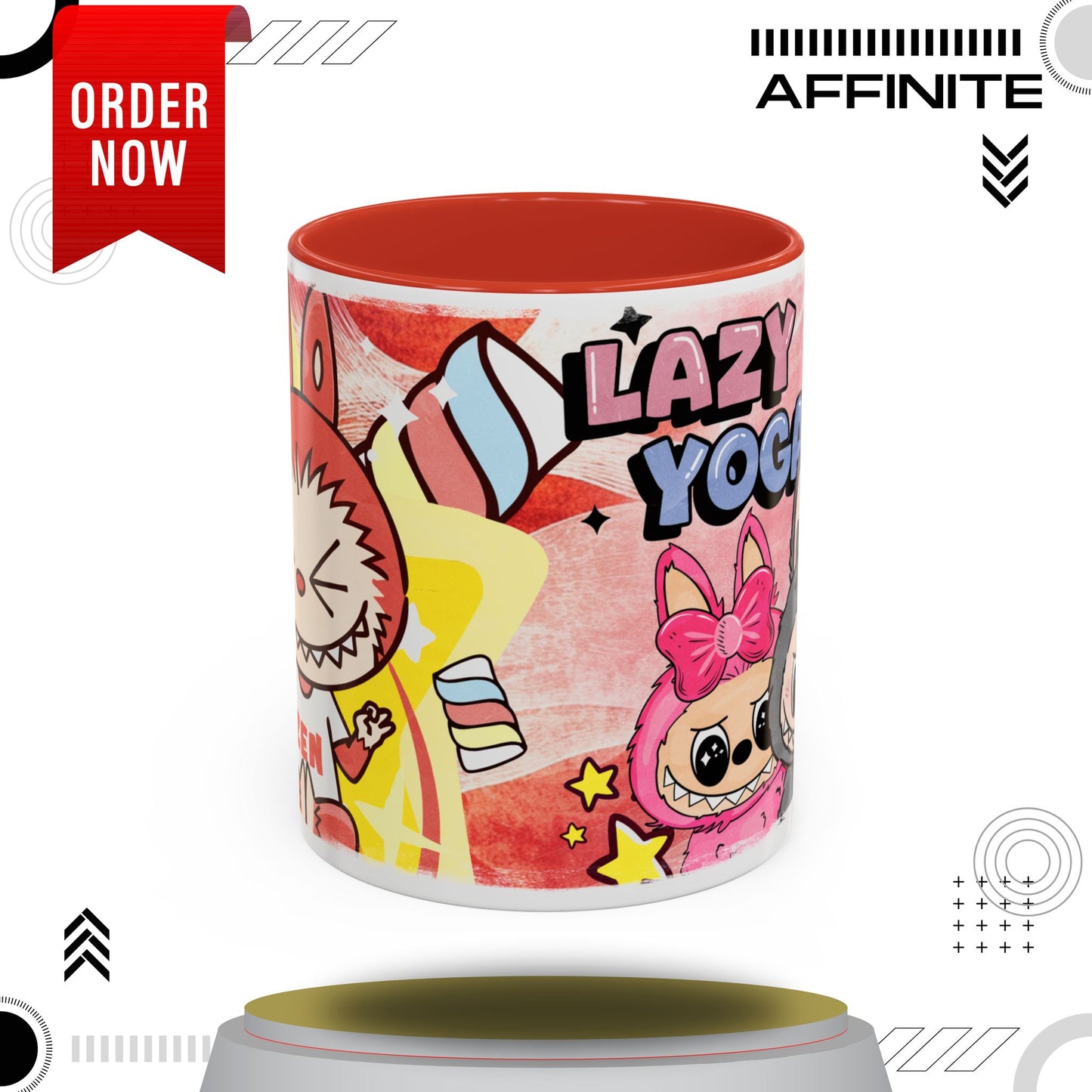 Mug Lazy Yoga Labubu Cartoon Accent Coffee Mug - Fun and Playful Design for Coffee Lovers