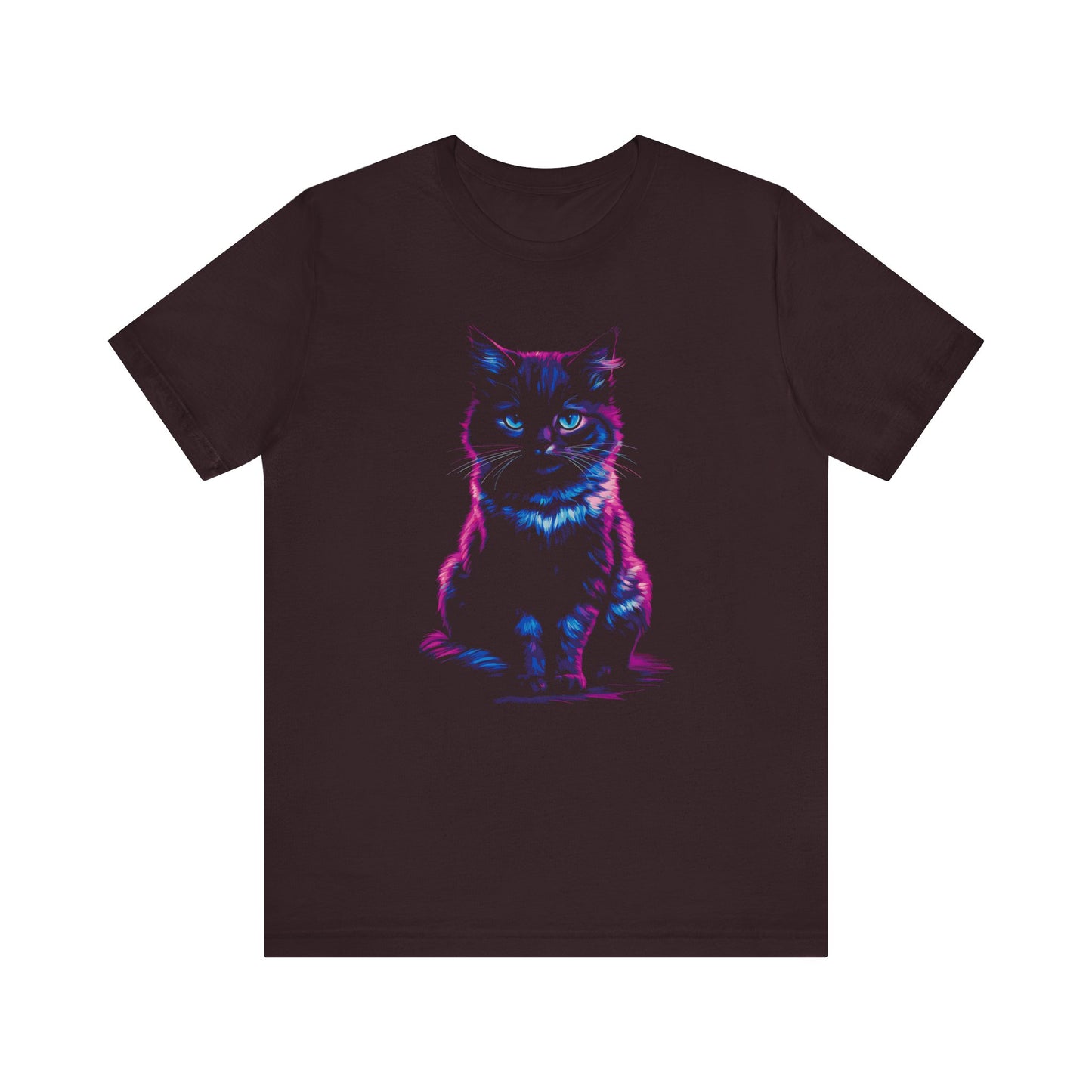 T-Shirt Neon Cat T-Shirt - Vibrant Unisex Tee for Cat Lovers (100% Cotton) Oxblood Black