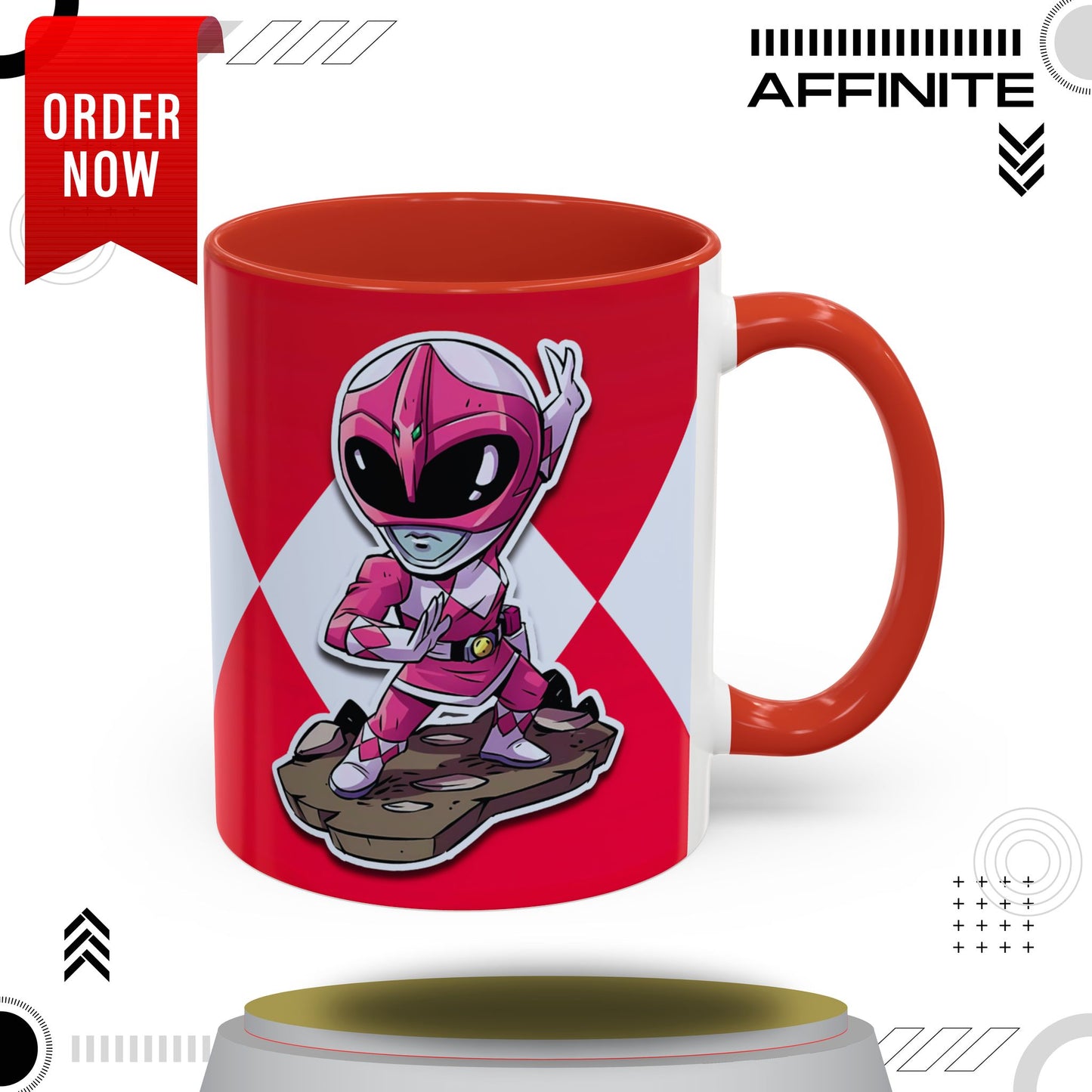 Mug Mighty Morphin Power Rangers Pink Ranger Ceramic Mug - 11oz & 15oz Coffee Mug - Accent Mug for Pop Culture Fans 11oz Red