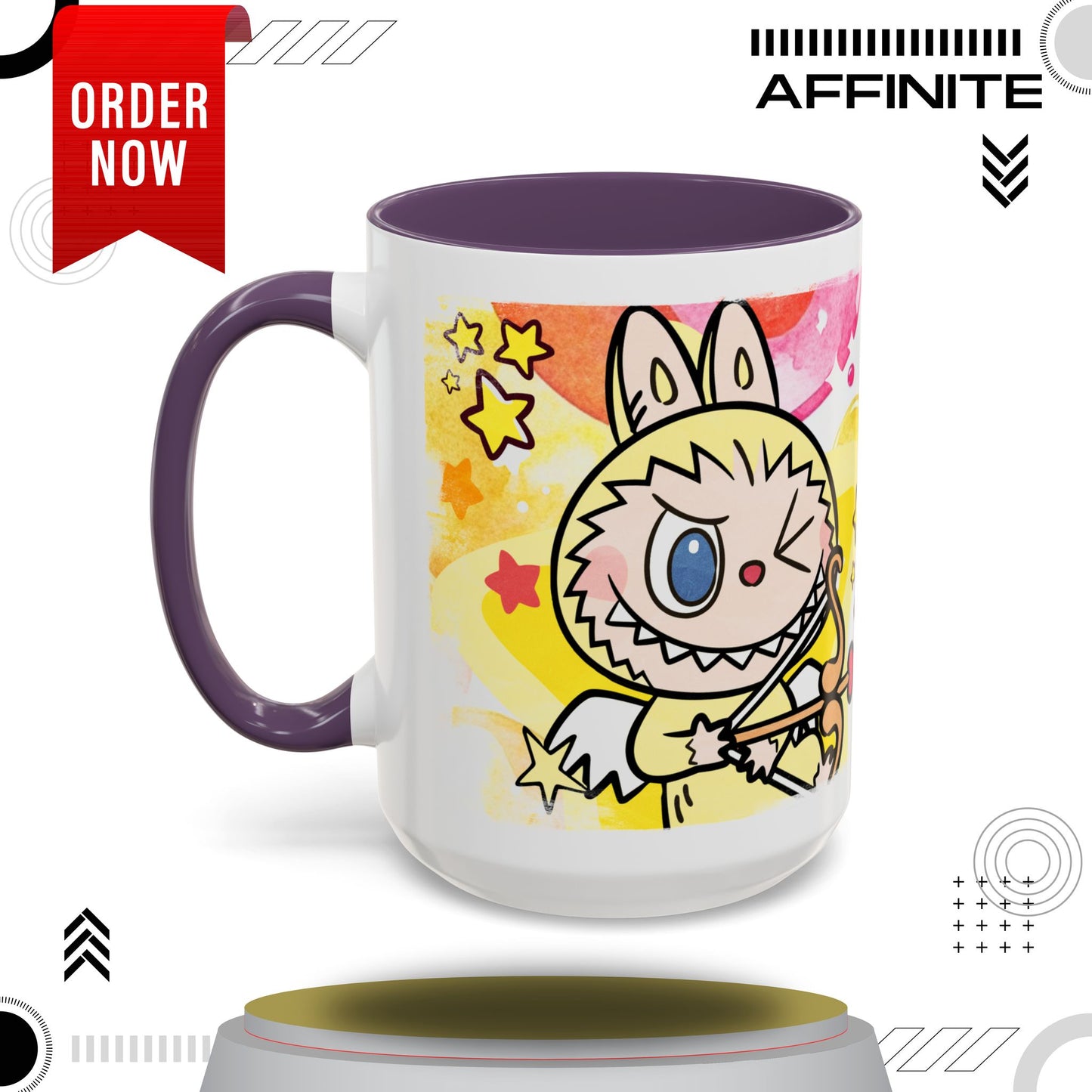 Mug Playful Lazy Yoga Labubu Coffee Mug - Fun Design for Relaxation Lovers 15oz Purple