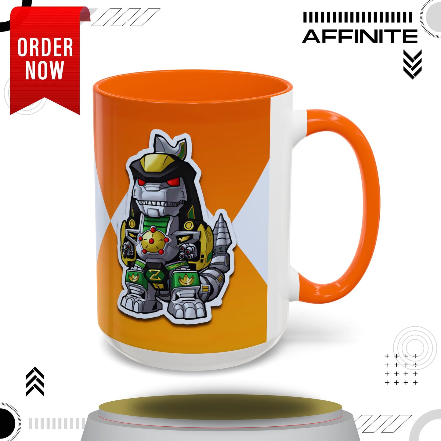 Mug Power Rangers Dragonzord Mug – 11oz & 15oz Ceramic Coffee Cup 15oz Orange