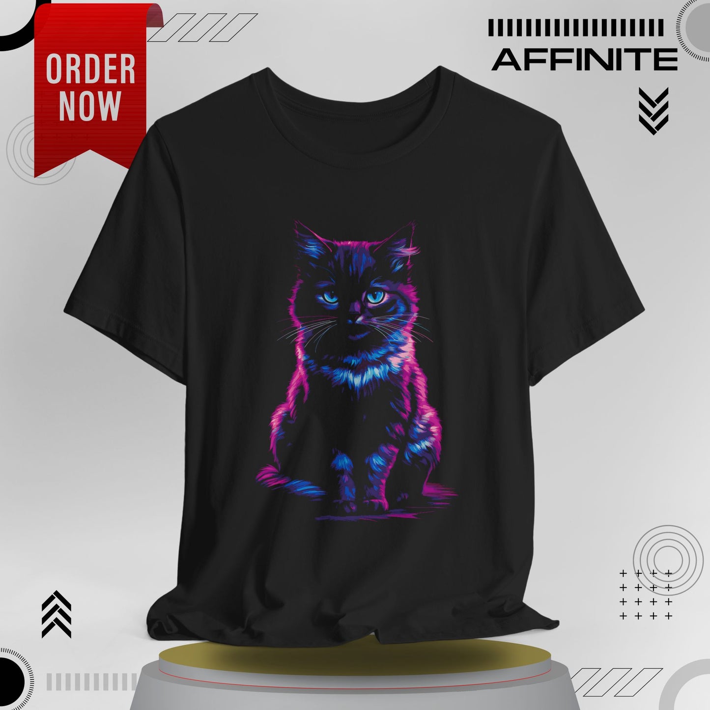 T-Shirt Neon Cat T-Shirt - Vibrant Unisex Tee for Cat Lovers (100% Cotton)