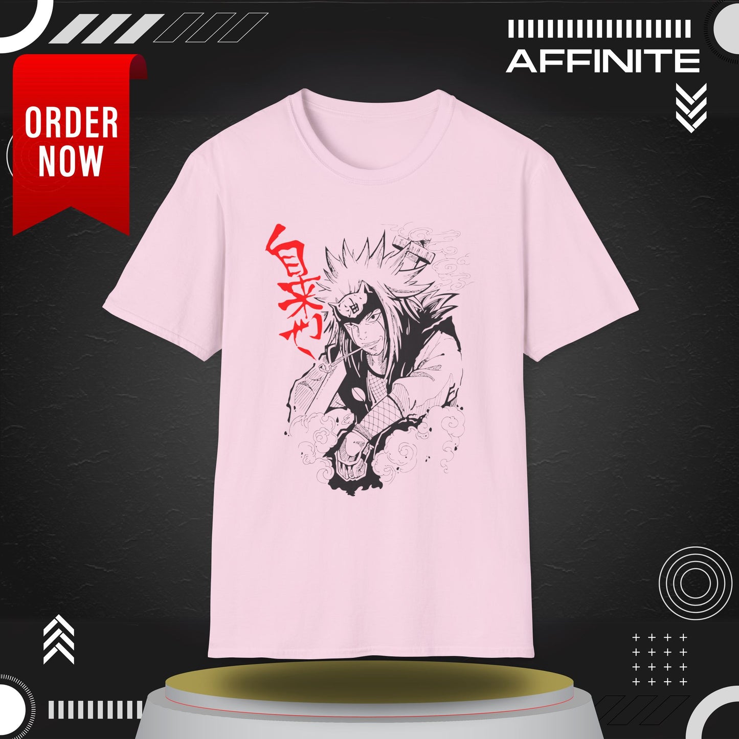 T-Shirt Anime-Jiraiya Inspired Unisex Softstyle T-Shirt with Bold Graphics Light Pink