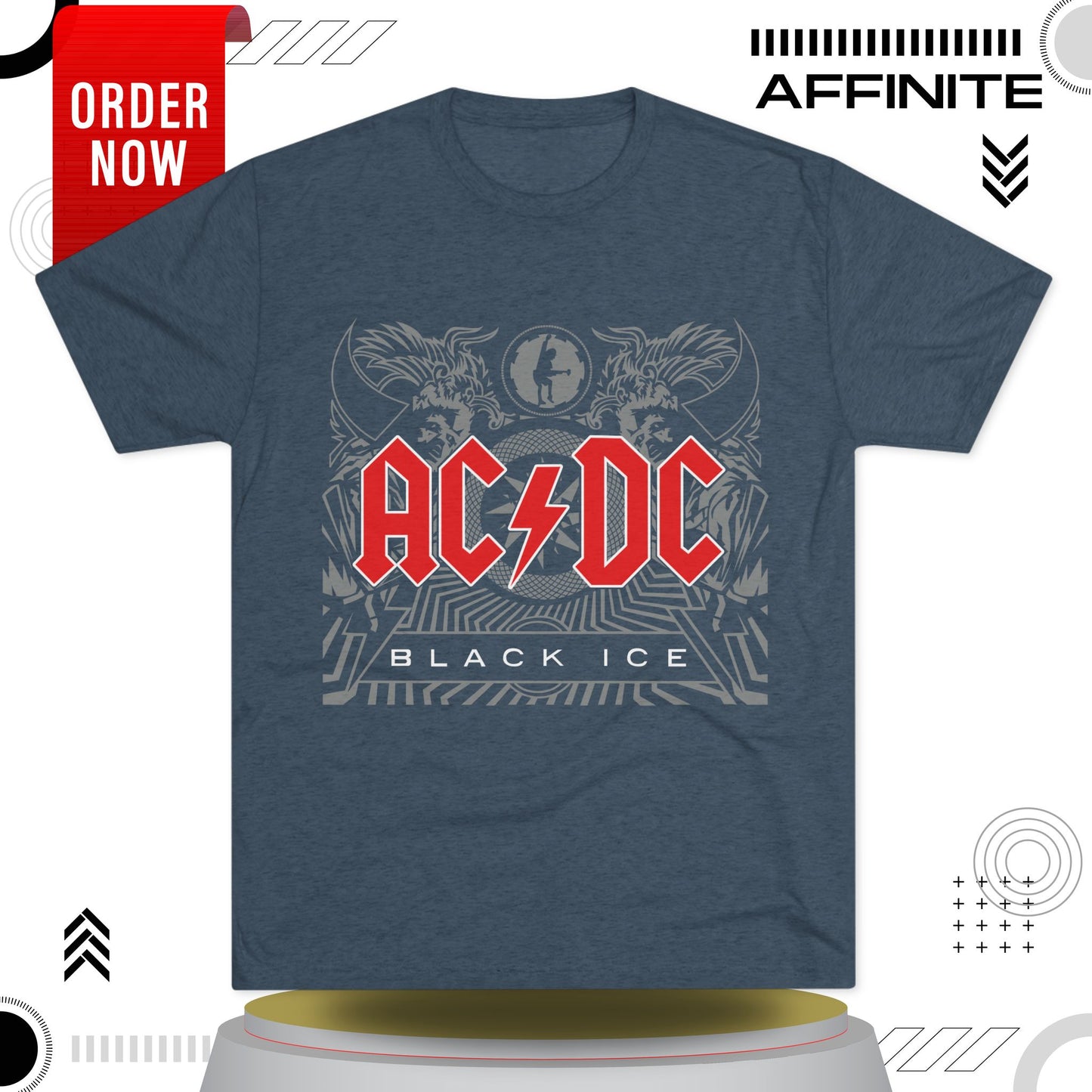 T-Shirt ACDC Black Ice T-Shirt - Official Graphic Rock Tee (Unisex) Tri-Blend Indigo