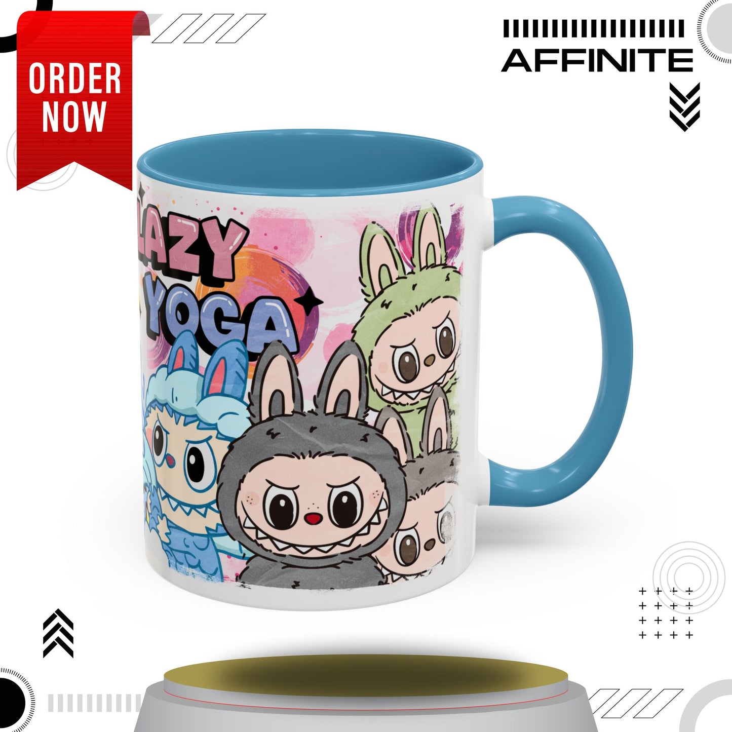 Mug Labubu Lazy Yoga Accent Coffee Mug - Fun & Whimsical Design for Relaxation Lovers
