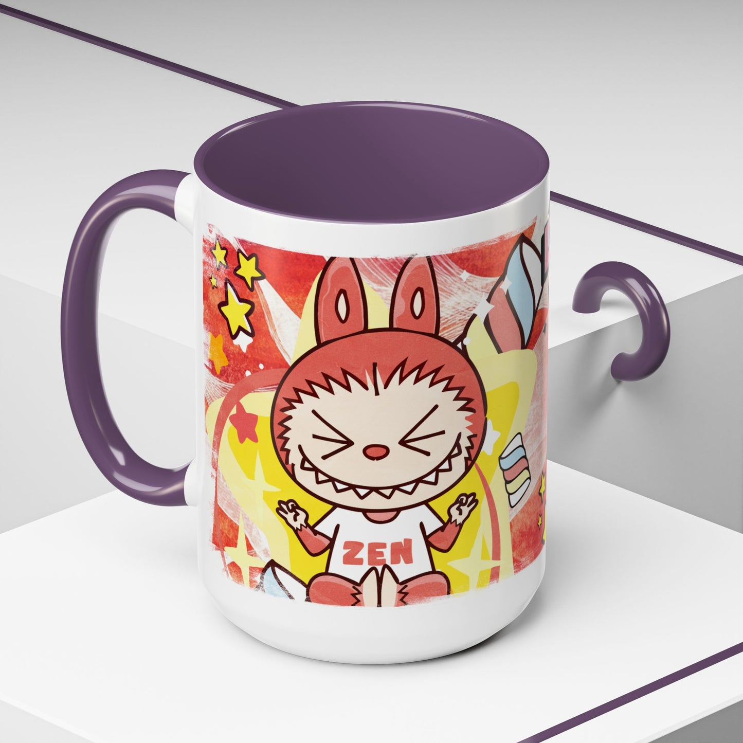 Mug Lazy Yoga Labubu Cartoon Accent Coffee Mug - Fun and Playful Design for Coffee Lovers