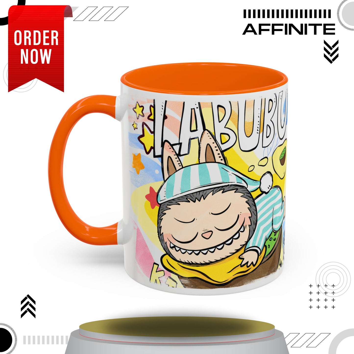 Mug Labubu Lazy Yoga Accent Coffee Mug - Fun & Whimsical Design for Relaxation Lovers 11oz Orange