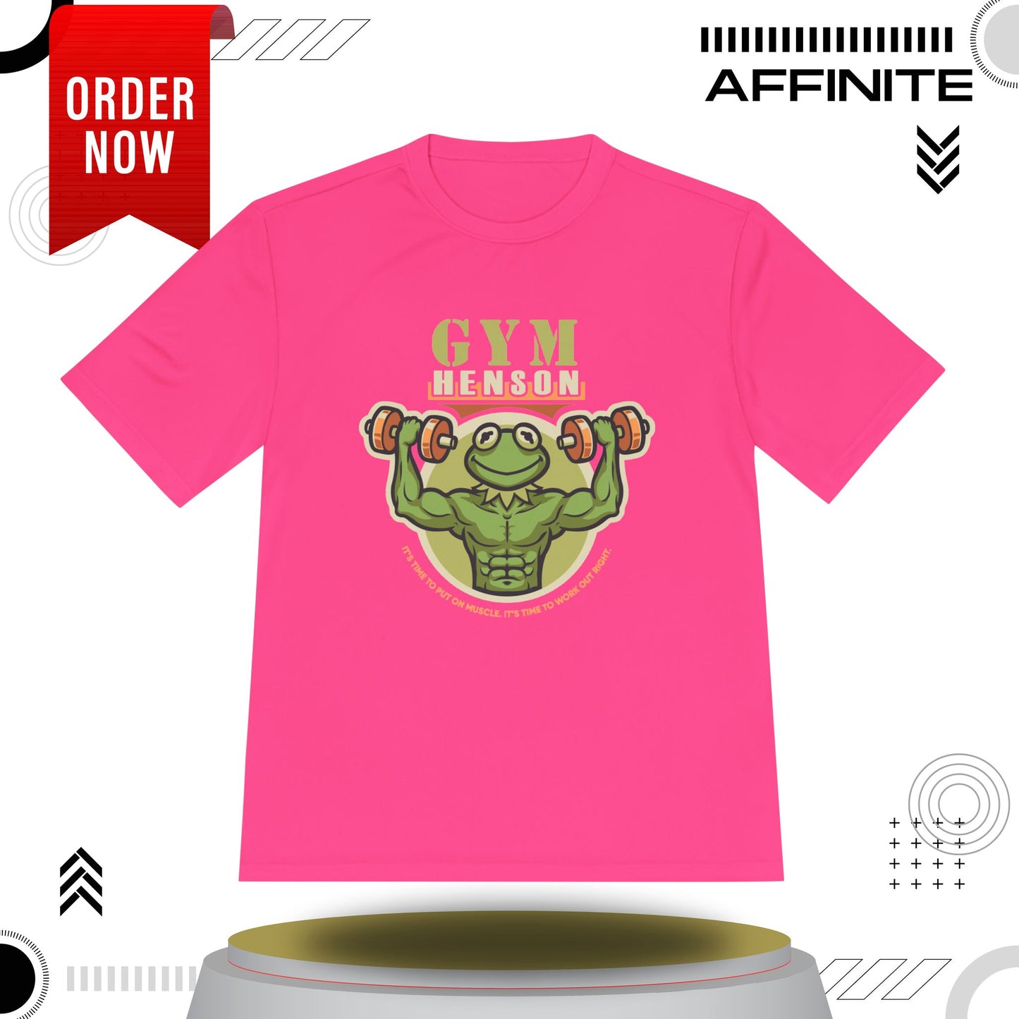 T-Shirt Workout Shirt - Gym Henson Moisture Wicking Tee | Motivational Fitness Apparel Neon Pink