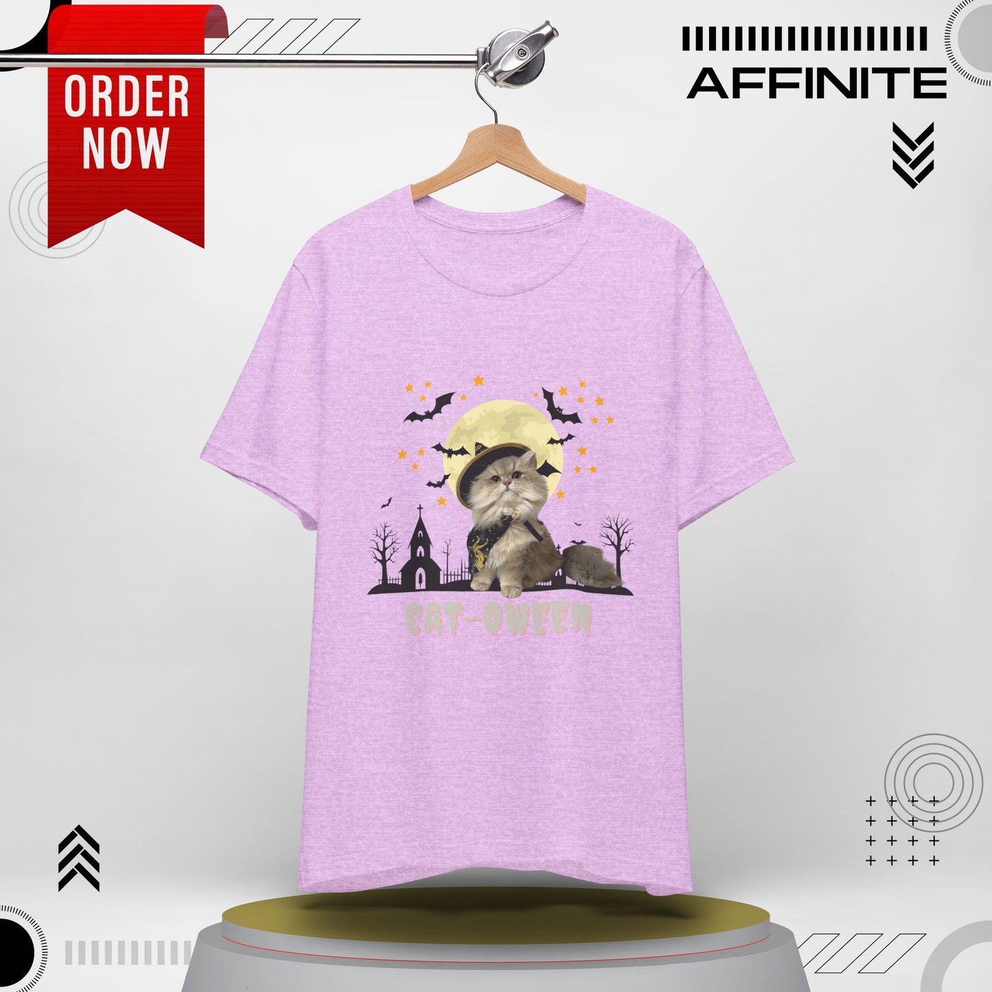 T-Shirt Unisex Halloween Cat Tee Good ‘Cat-oween’ – Perfect for Cat Lovers & Halloween Fans! Heather Prism Lilac
