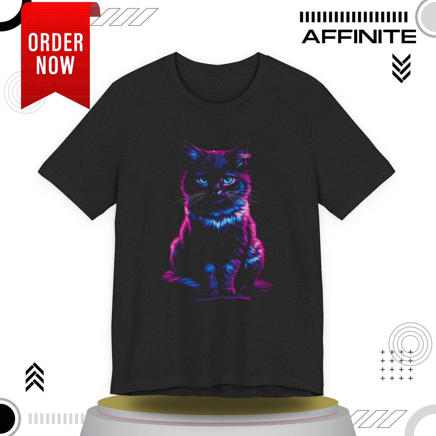 T-Shirt Neon Cat T-Shirt - Vibrant Unisex Tee for Cat Lovers (100% Cotton)