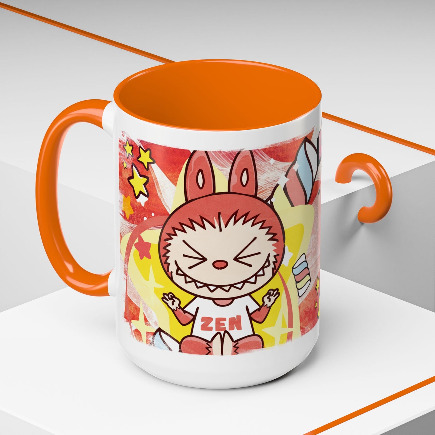 Mug Lazy Yoga Labubu Cartoon Accent Coffee Mug - Fun and Playful Design for Coffee Lovers