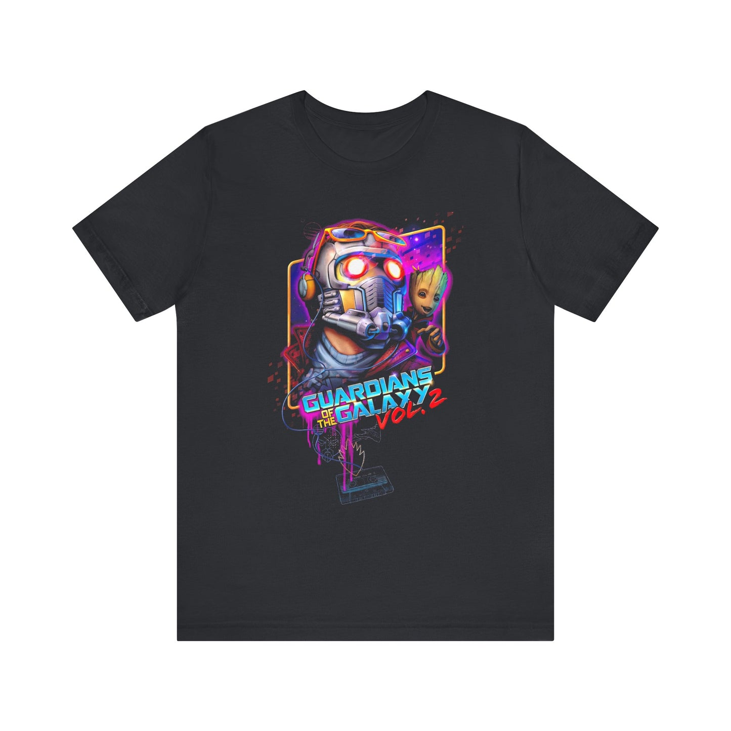 T-Shirt Guardians of the Galaxy Vol 2 T-Shirt – Retro Marvel Graphic Tee (Unisex) Vintage Black