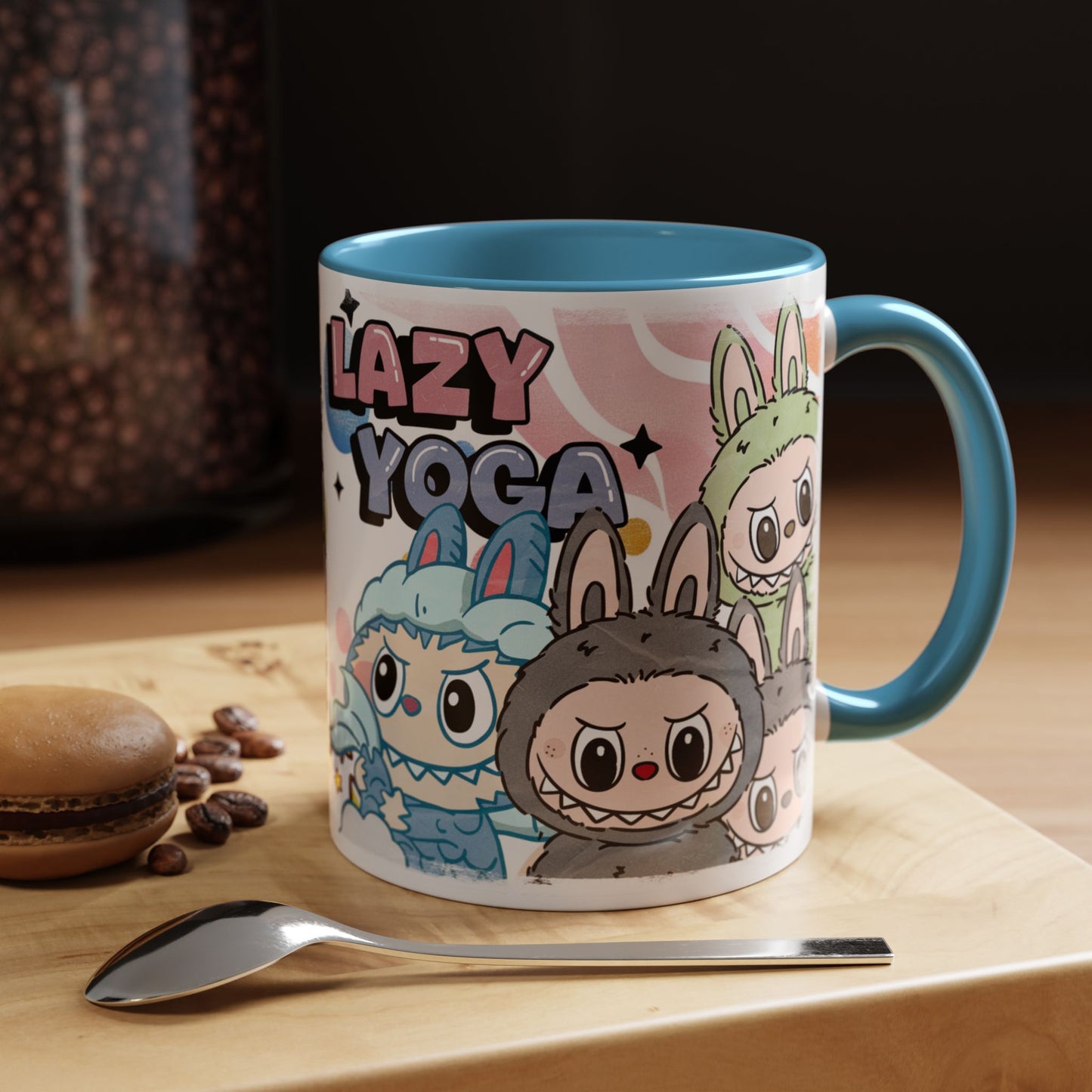 Mug Lazy Yoga Cartoon Labubu Accent Coffee Mug - Fun and Whimsical Design for Coffee Lovers