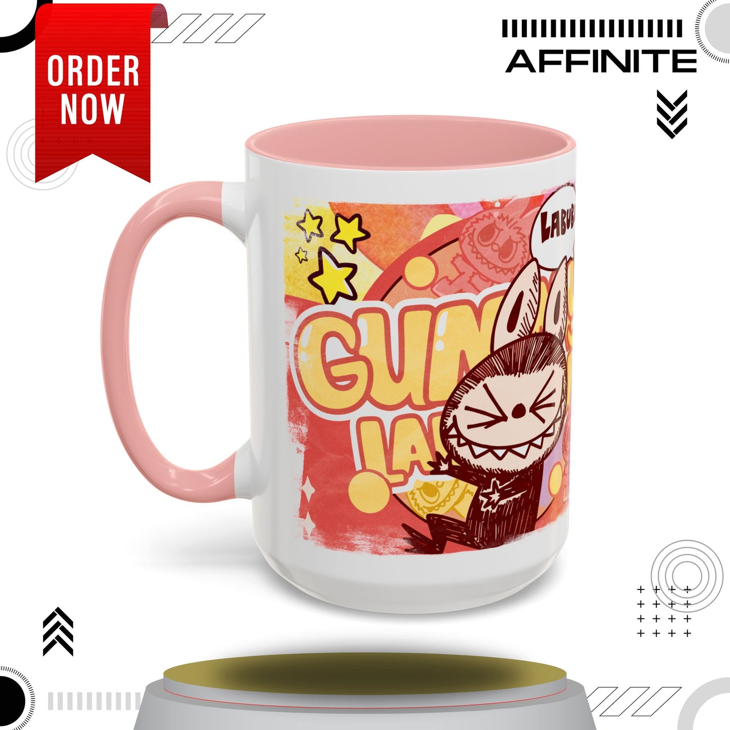 Mug Lazy Yoga Character Coffee Mug - Fun & Whimsical Art for Every Caffeine Lover 15oz Pink