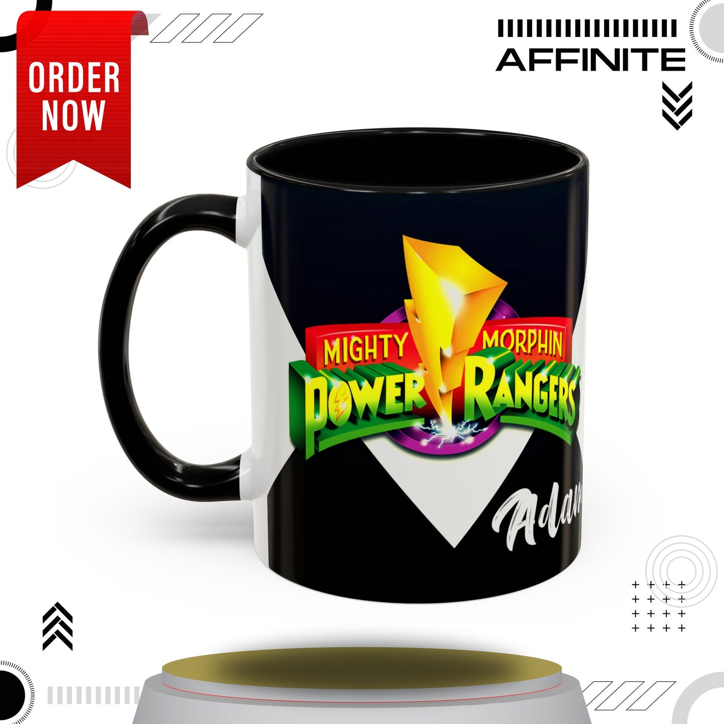 Mug Mighty Morphin Power Rangers Black Ranger Ceramic Mug - 11oz & 15oz Coffee Mug - Accent Mug for Pop Culture Fans