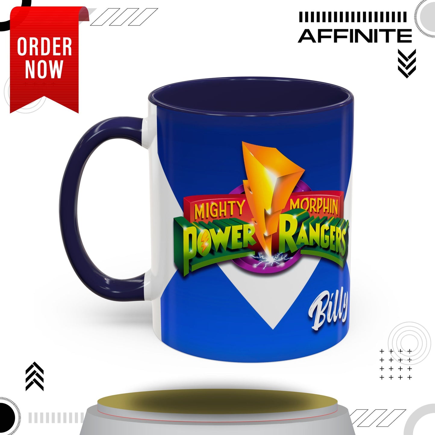Mug Mighty Morphin Power Rangers Blue Ranger Ceramic Mug - 11oz & 15oz Coffee Mug - Accent Mug for Pop Culture Fans