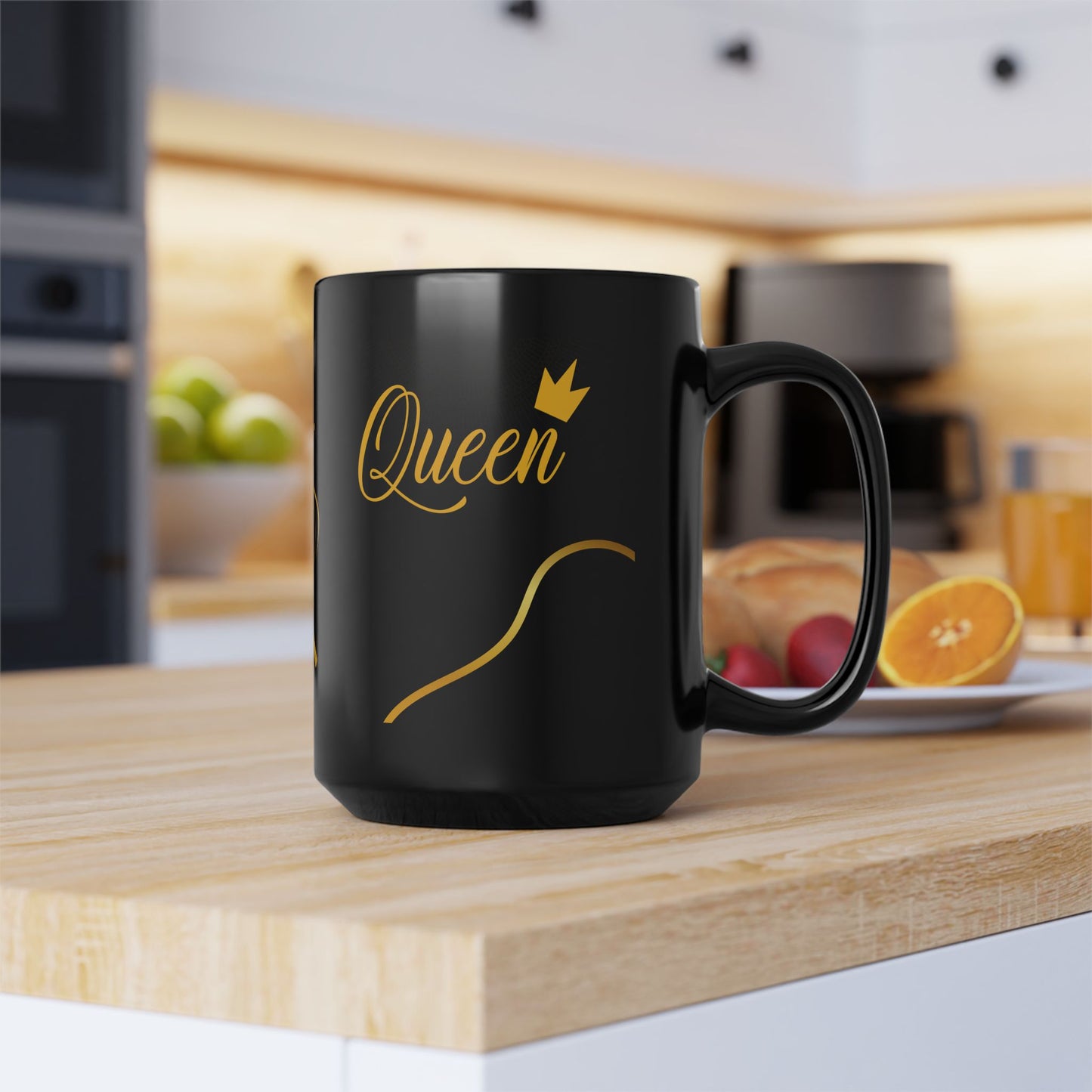 Mug Queen Black Mug 11oz, 15oz - Perfect Gift for Her, Elegant Coffee Cup