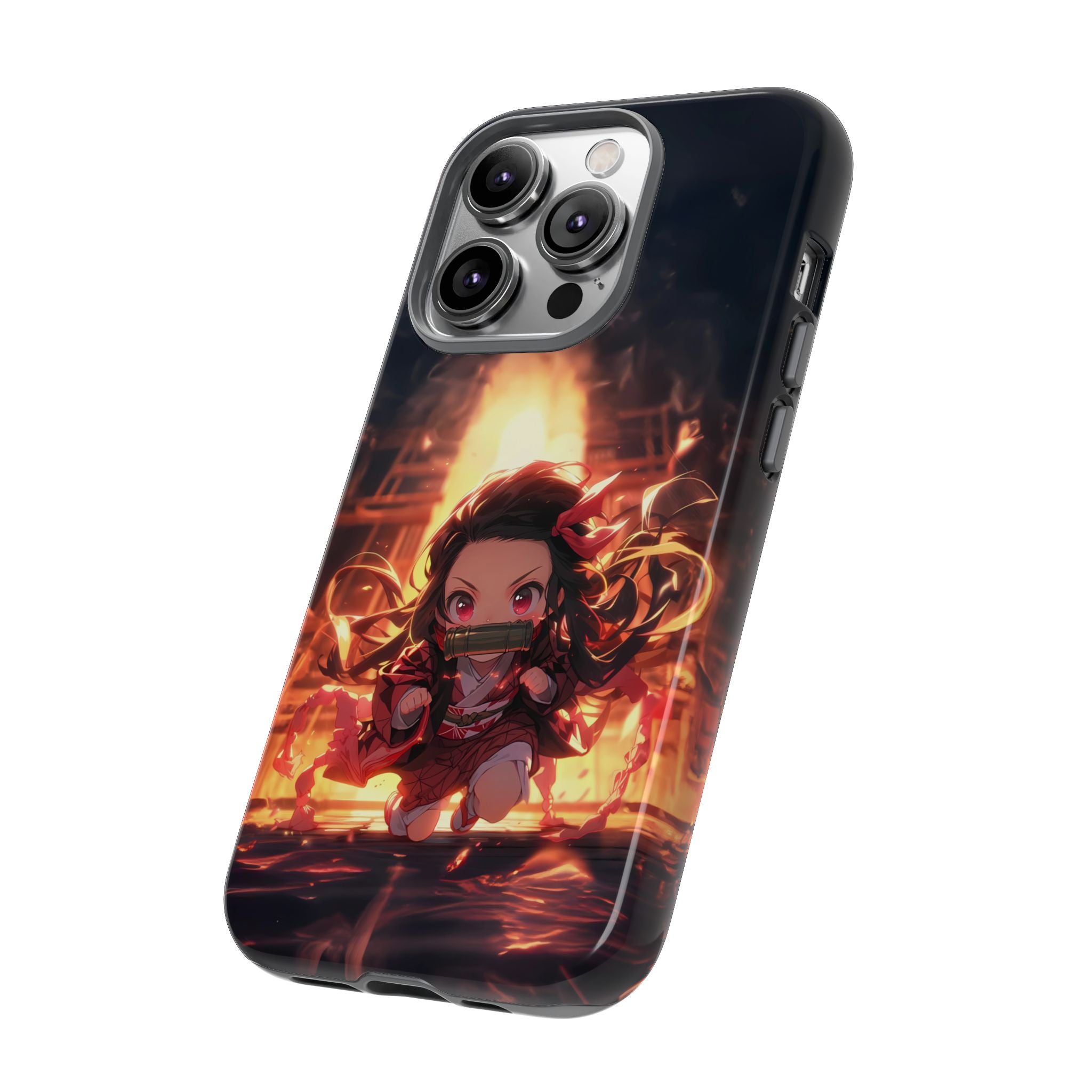 Chibi Nezuko Kamado Tough Phone Case – Anime Protective Case for iPhone & Samsung, UV Resistant, Durable & Stylish