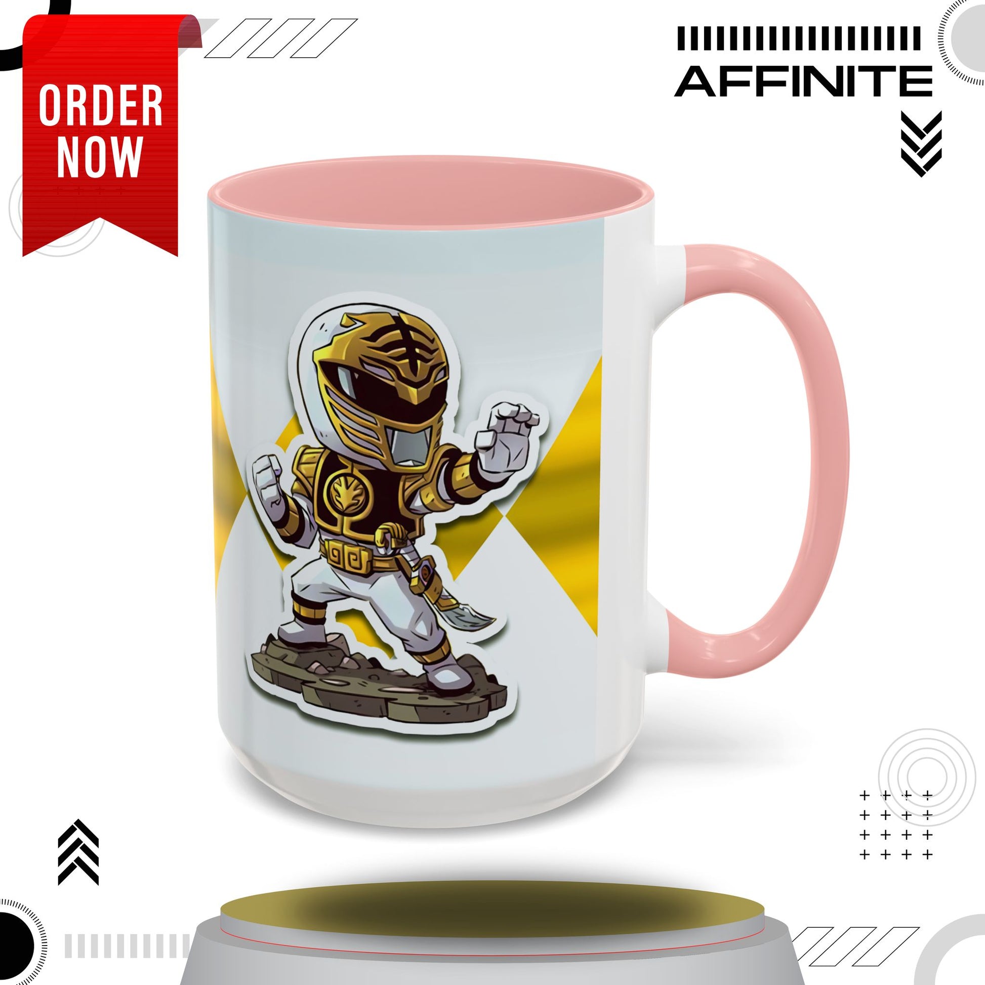 Mug White Ranger Mug – 11oz & 15oz Mighty Morphin Power Rangers Ceramic Cup 15oz Pink