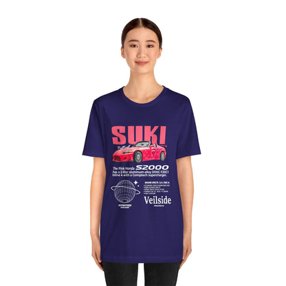 T-Shirt Unisex Graphic Tee - Suki's Pink Honda S2000 Design, Fast Car Anime T-Shirt, Retro Japanese by Bella+Canvas