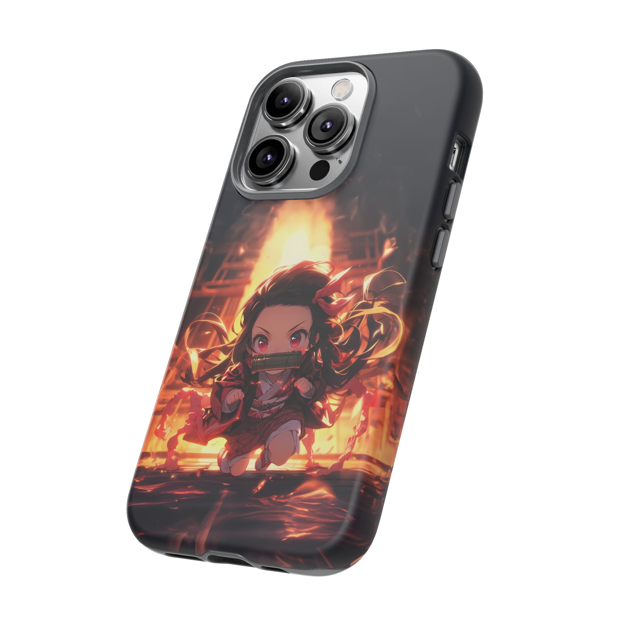 Chibi Nezuko Kamado Tough Phone Case – Anime Protective Case for iPhone & Samsung, UV Resistant, Durable & Stylish