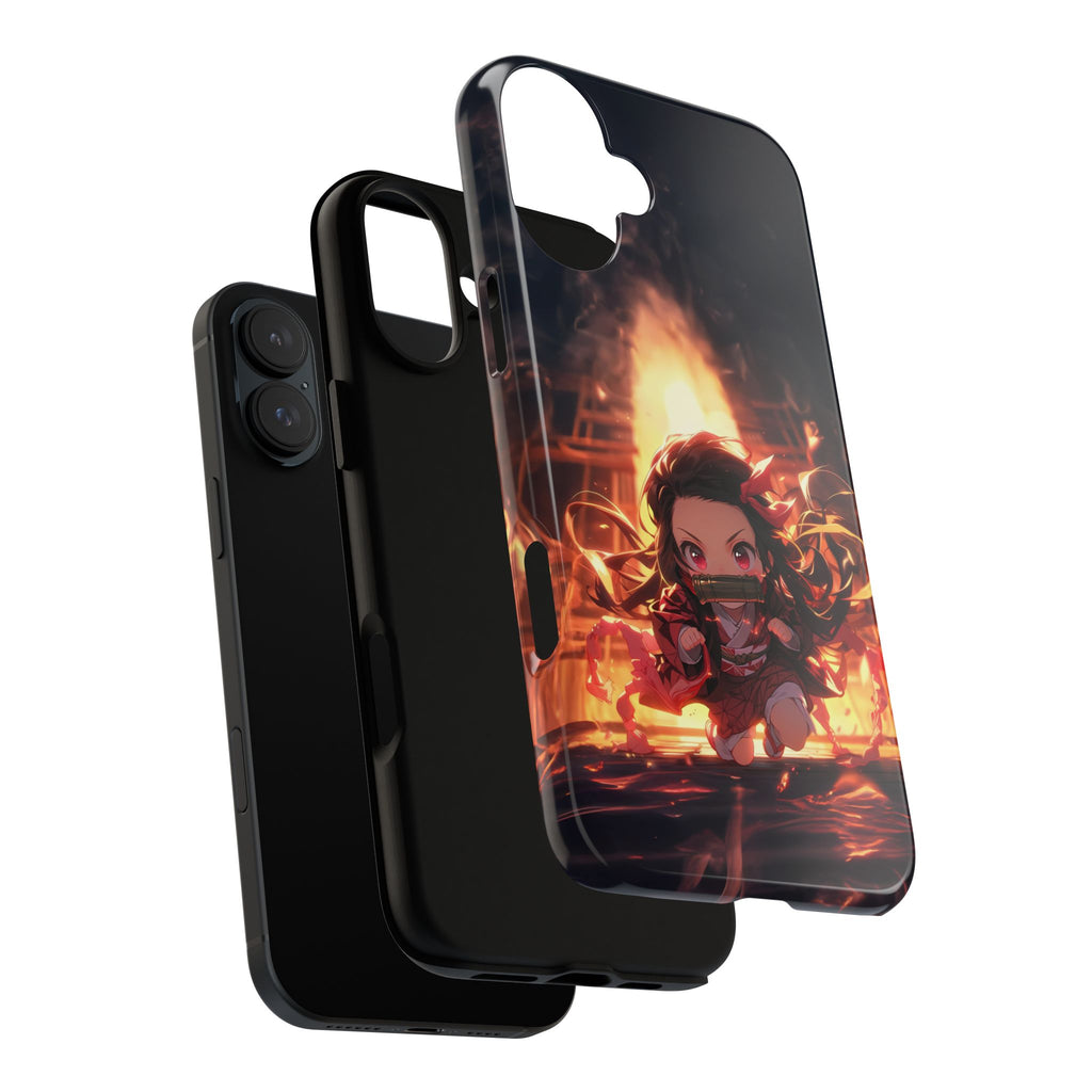 Chibi Nezuko Kamado Tough Phone Case – Anime Protective Case for iPhone & Samsung, UV Resistant, Durable & Stylish
