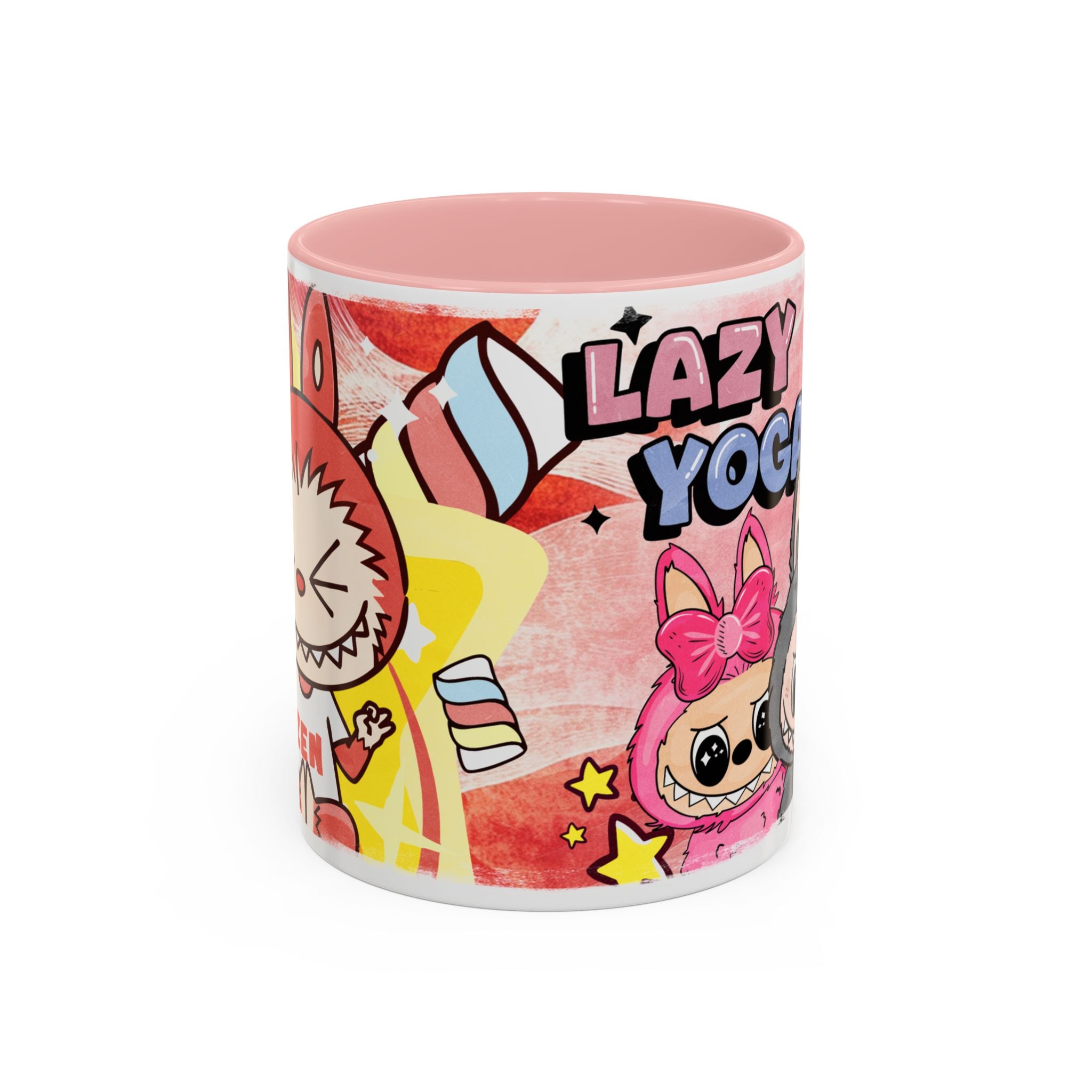 Lazy Yoga Labubu Cartoon Accent Coffee Mug - Fun and Playful Design for Coffee Lovers