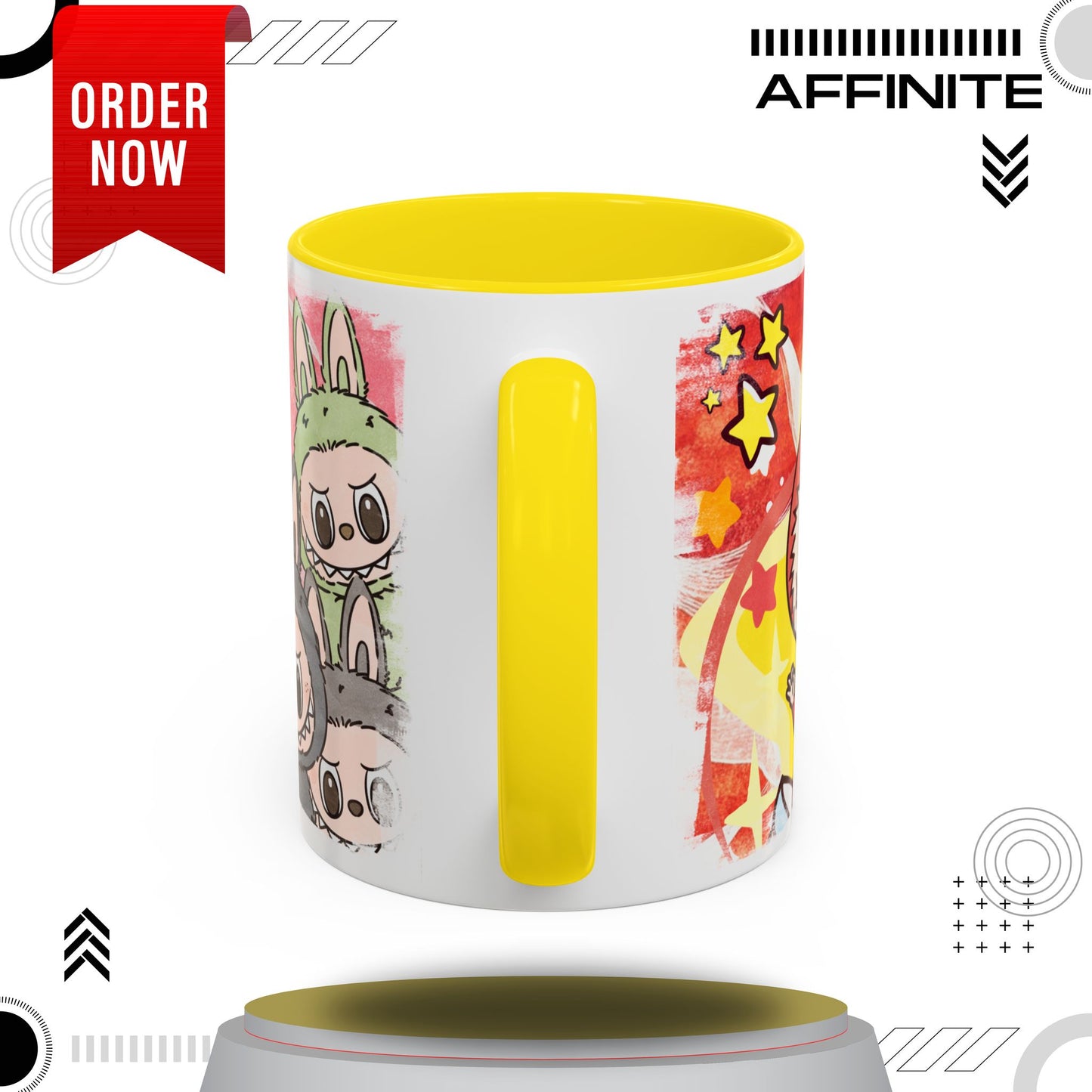 Mug Lazy Yoga Labubu Cartoon Accent Coffee Mug - Fun and Playful Design for Coffee Lovers