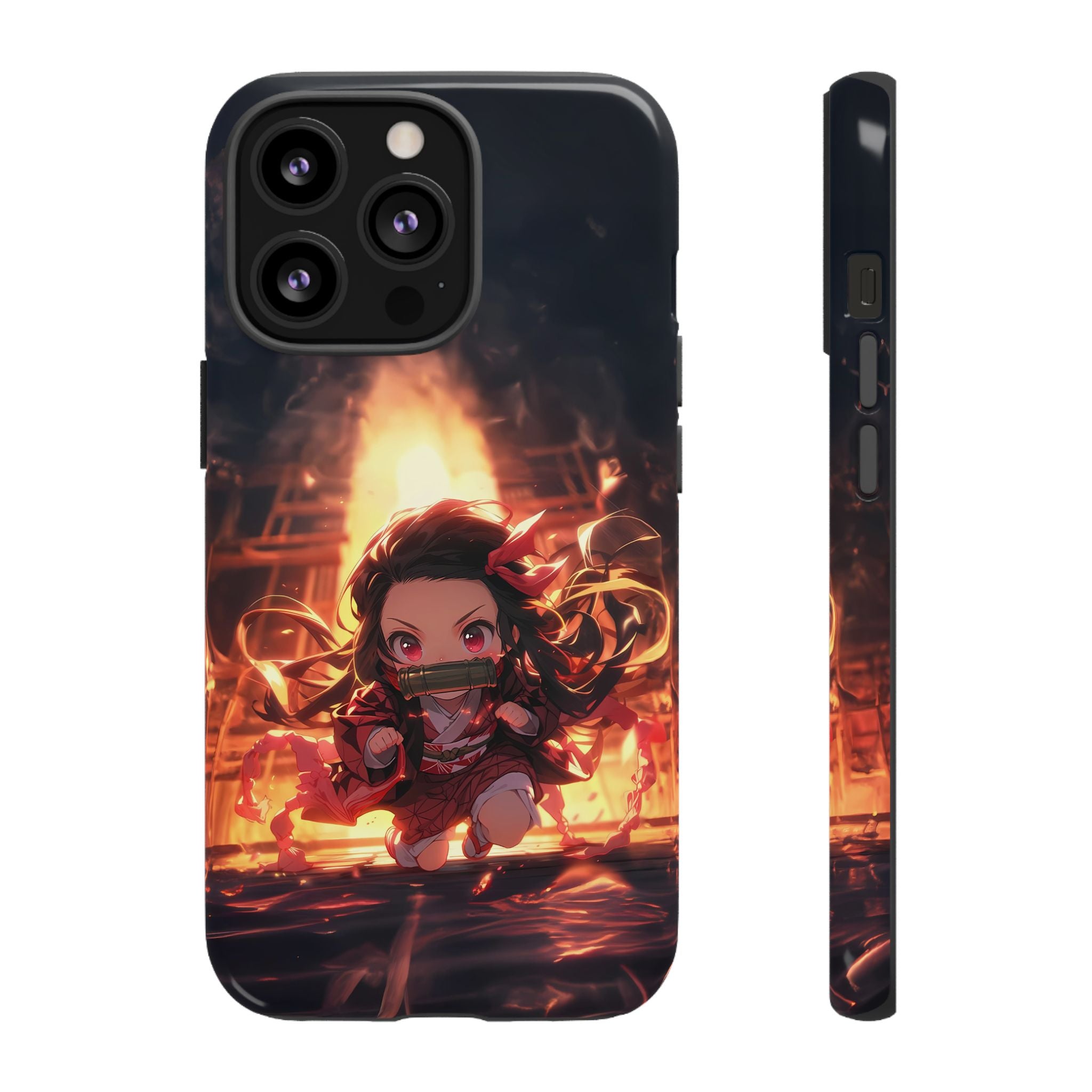 Chibi Nezuko Kamado Tough Phone Case – Anime Protective Case for iPhone & Samsung, UV Resistant, Durable & Stylish