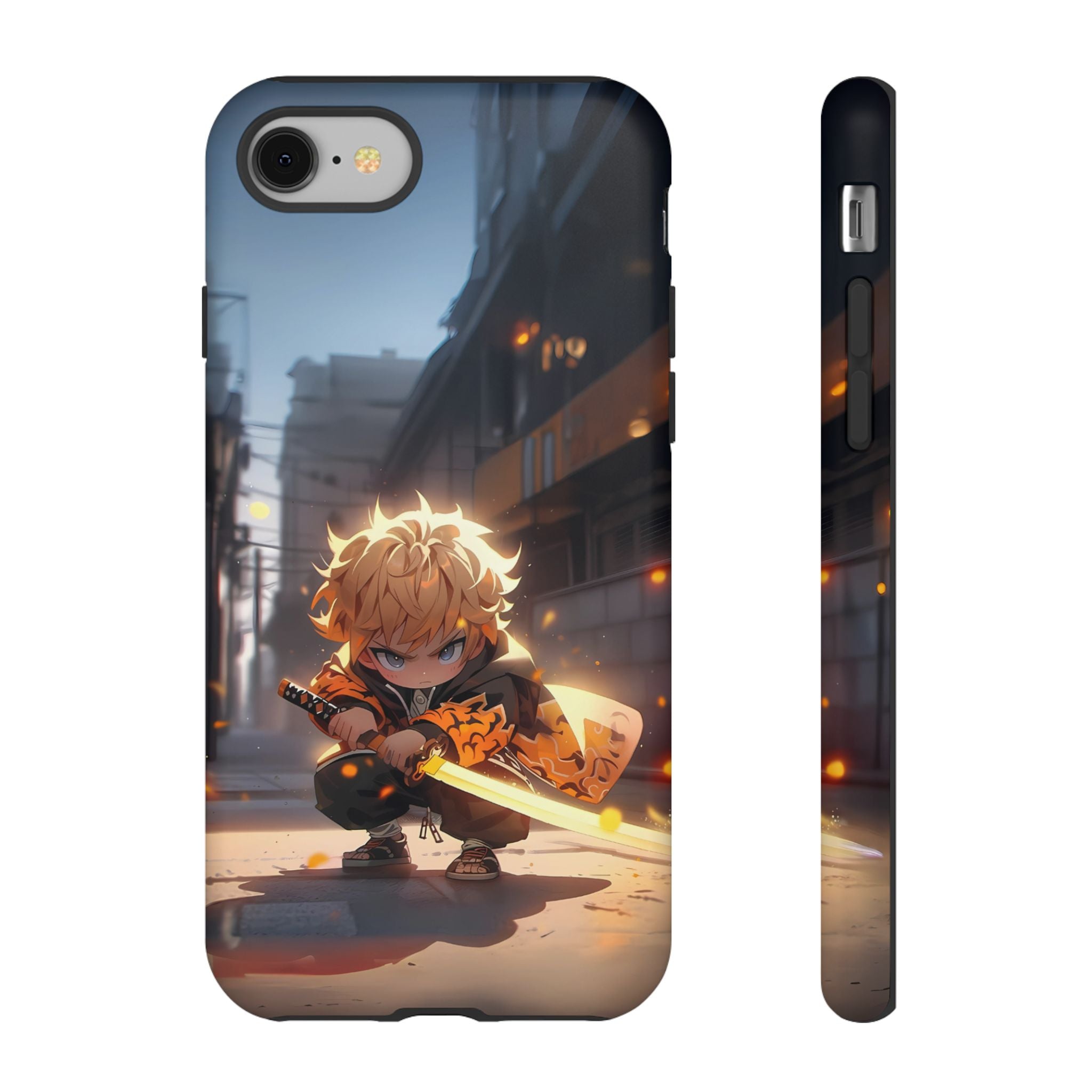 Chibi Zenitsu Lightning Tough Phone Case – Anime Protective Case for iPhone & Samsung, UV Resistant, Durable & Stylish