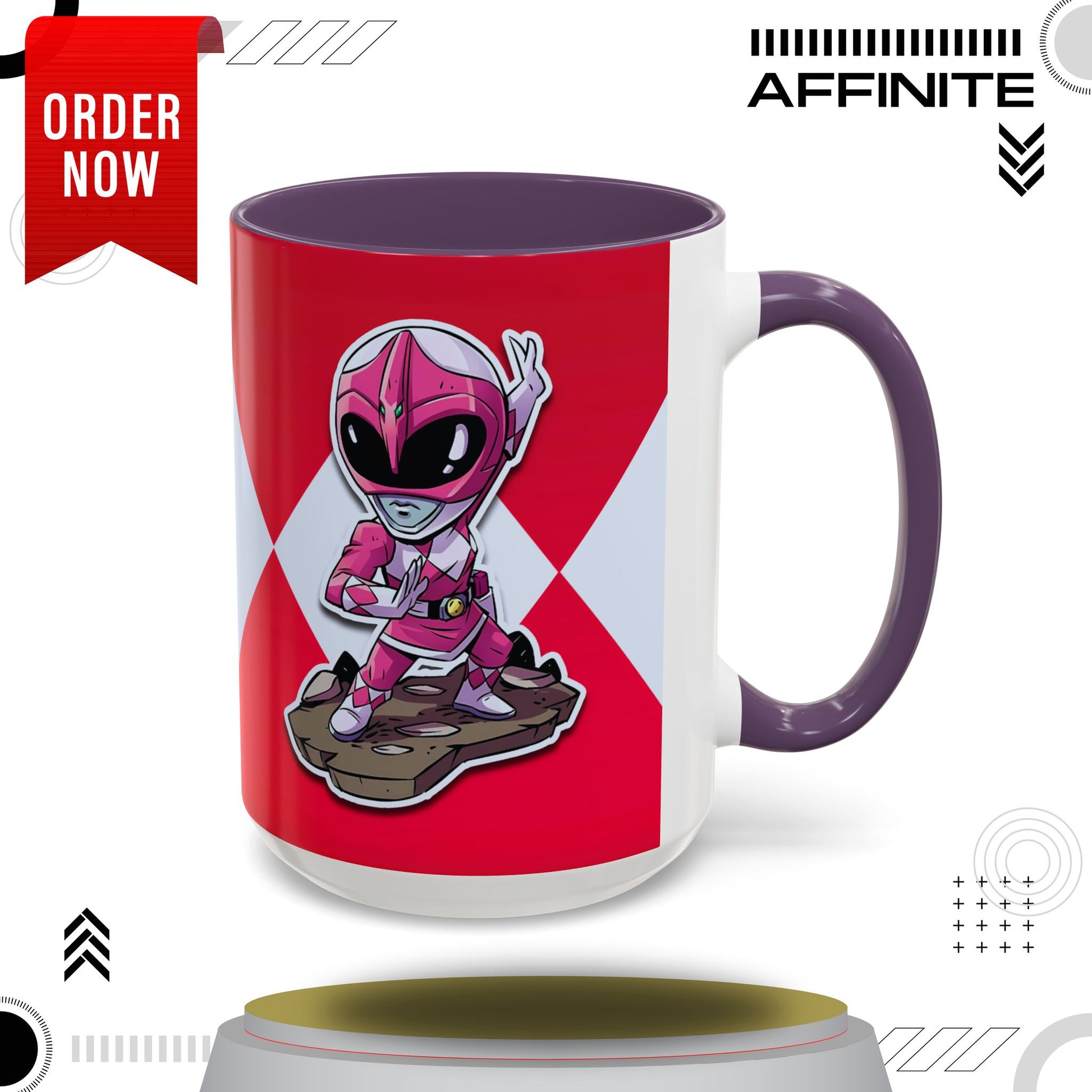 Mug Mighty Morphin Power Rangers Pink Ranger Ceramic Mug - 11oz & 15oz Coffee Mug - Accent Mug for Pop Culture Fans 15oz Purple