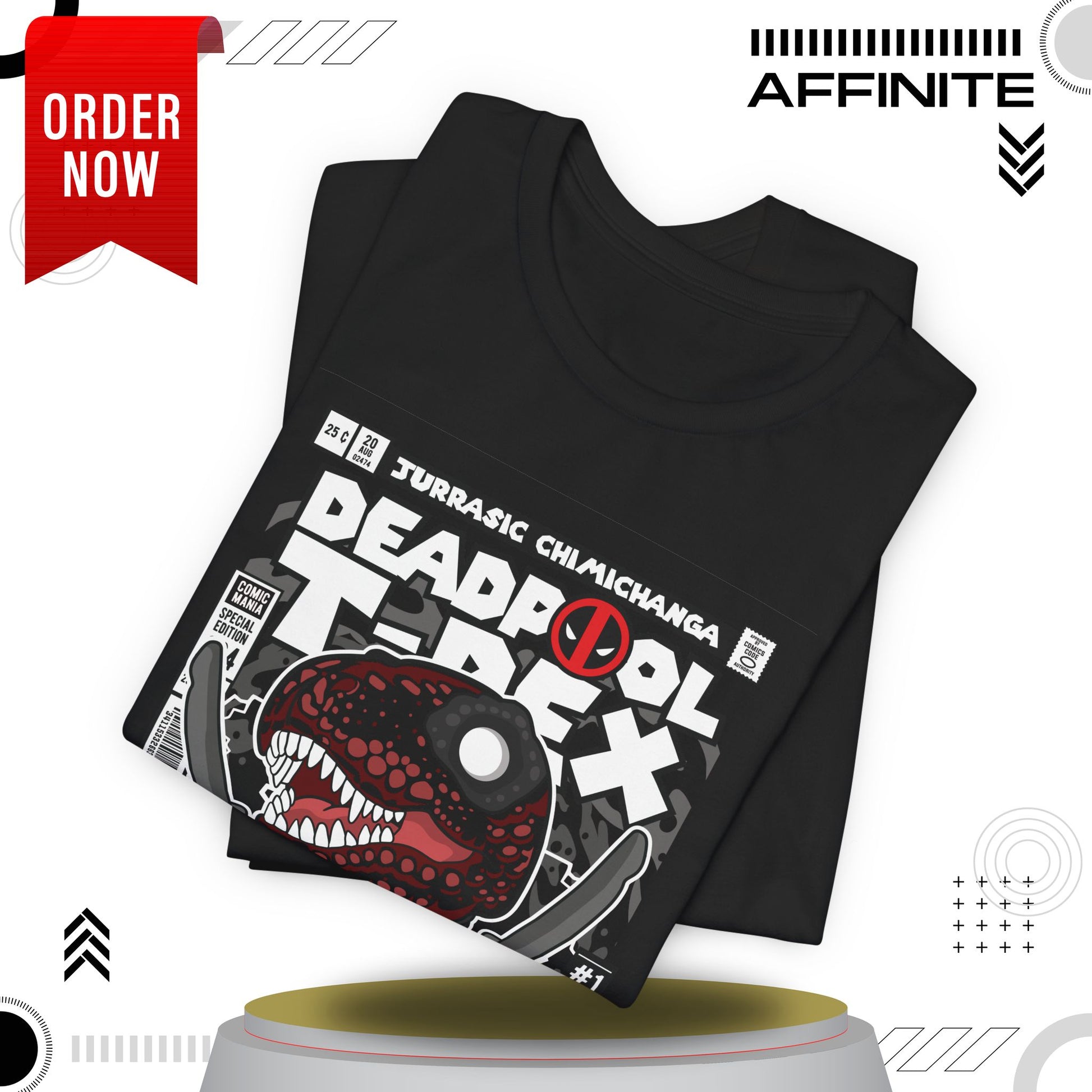 T-Shirt Deadpool T-Rex Unisex Jersey Tee - Fun Graphic T-Shirt for Comic Fans - Jurassic Chichanga