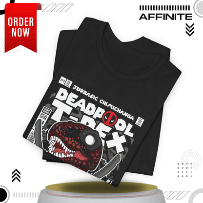T-Shirt Deadpool T-Rex Unisex Jersey Tee - Fun Graphic T-Shirt for Comic Fans - Jurassic Chichanga