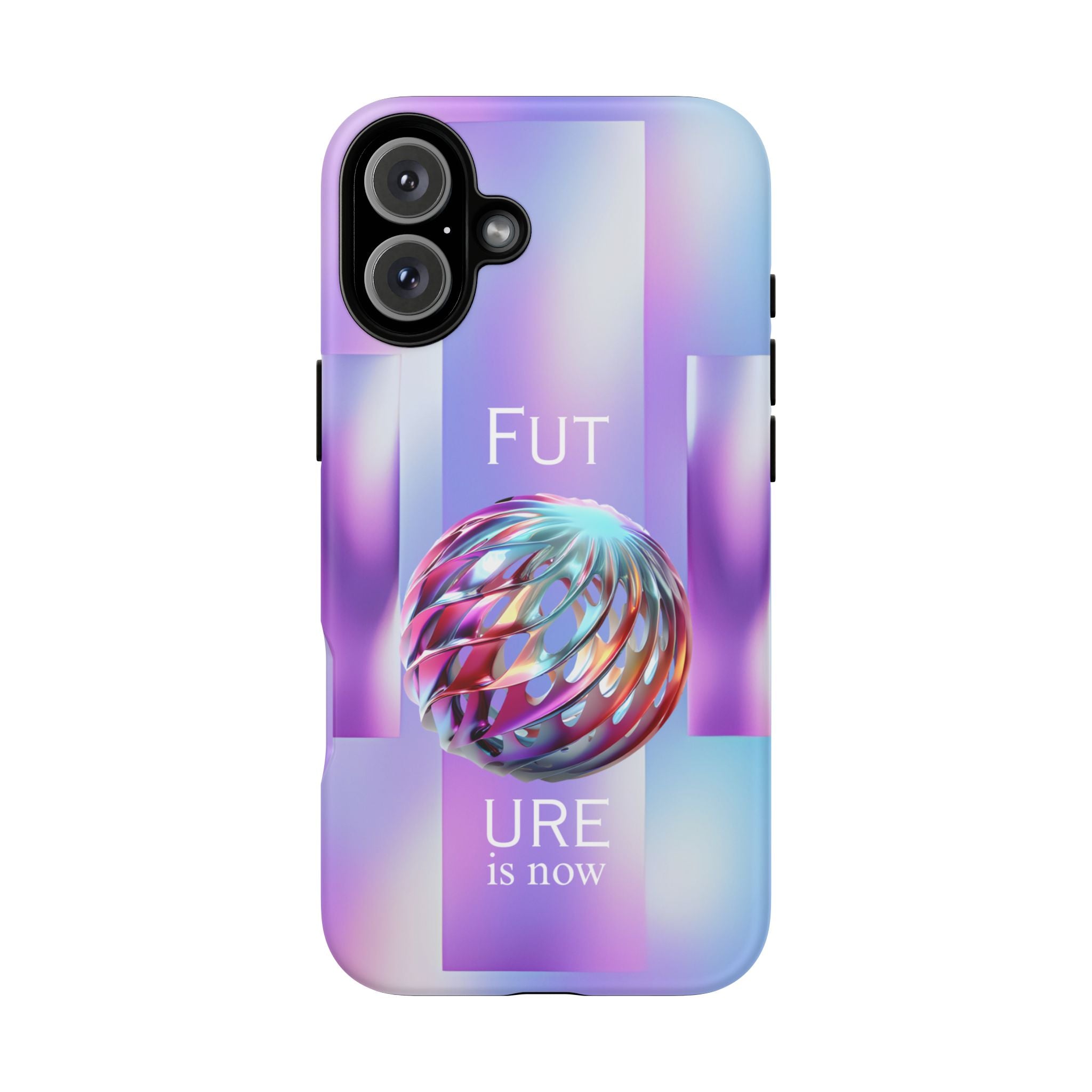 Futuristic Gradient Tough Case – 'Future is Now' 3D Design | Shockproof & UV Protected