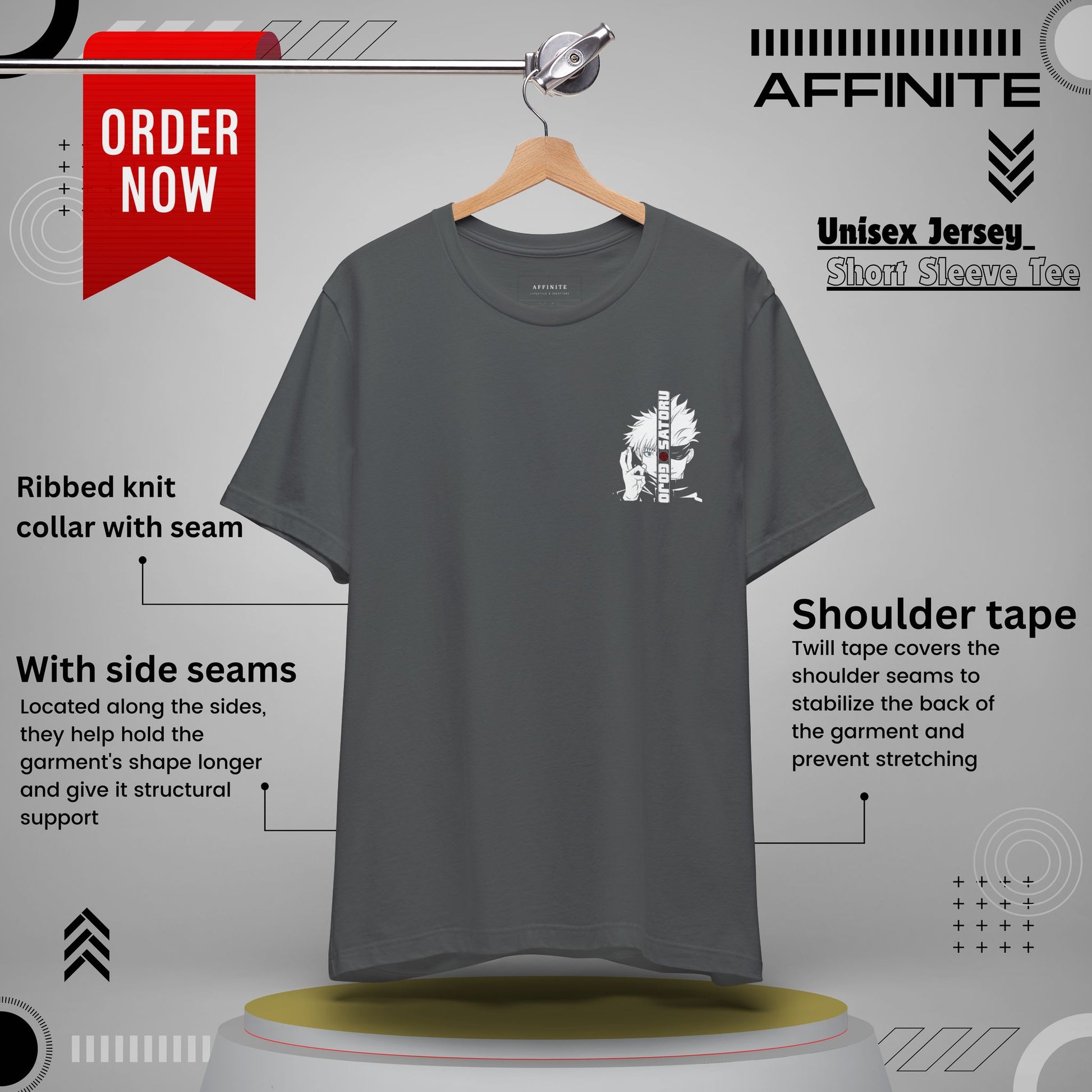 T-Shirt Unisex Anime Jujutsu Kaisen T-shirt - Gojou Satoru Design Asphalt