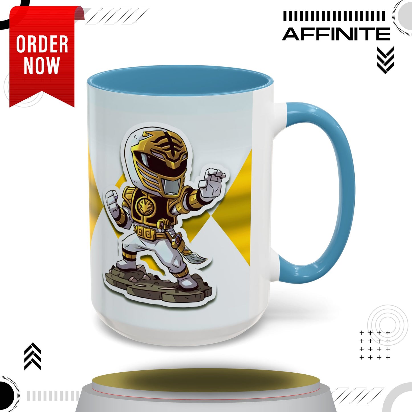 Mug White Ranger Mug – 11oz & 15oz Mighty Morphin Power Rangers Ceramic Cup 15oz Light Blue