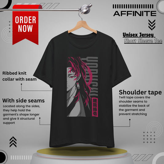 T-Shirt Yoriichi Anime T-Shirt - Demon Slayer Inspired Graphic Tee (Unisex Cotton) Black