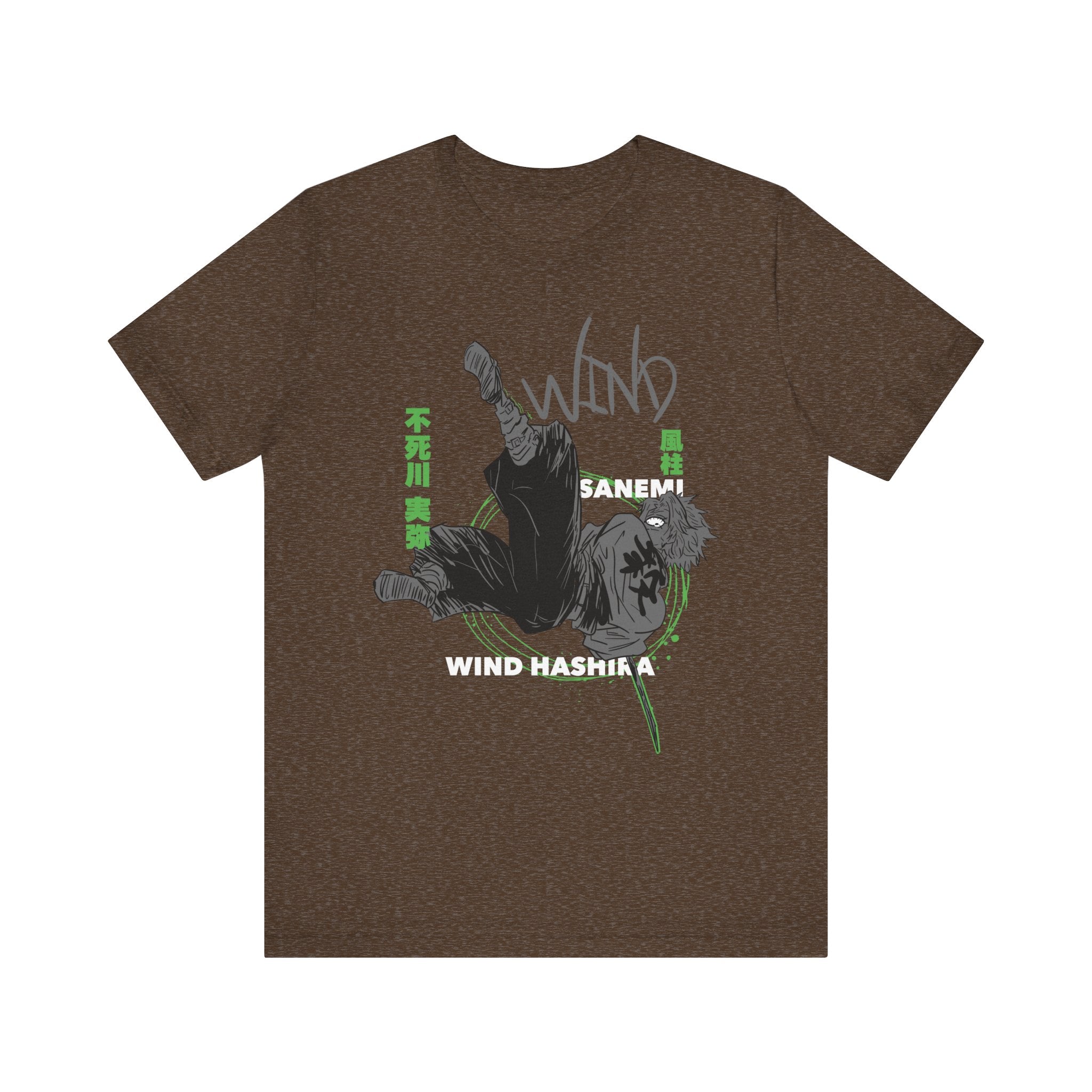 T-Shirt Sanemi Wind Hashira Shirt - Official Demon Slayer Merch (Unisex Anime Tee) Heather Brown