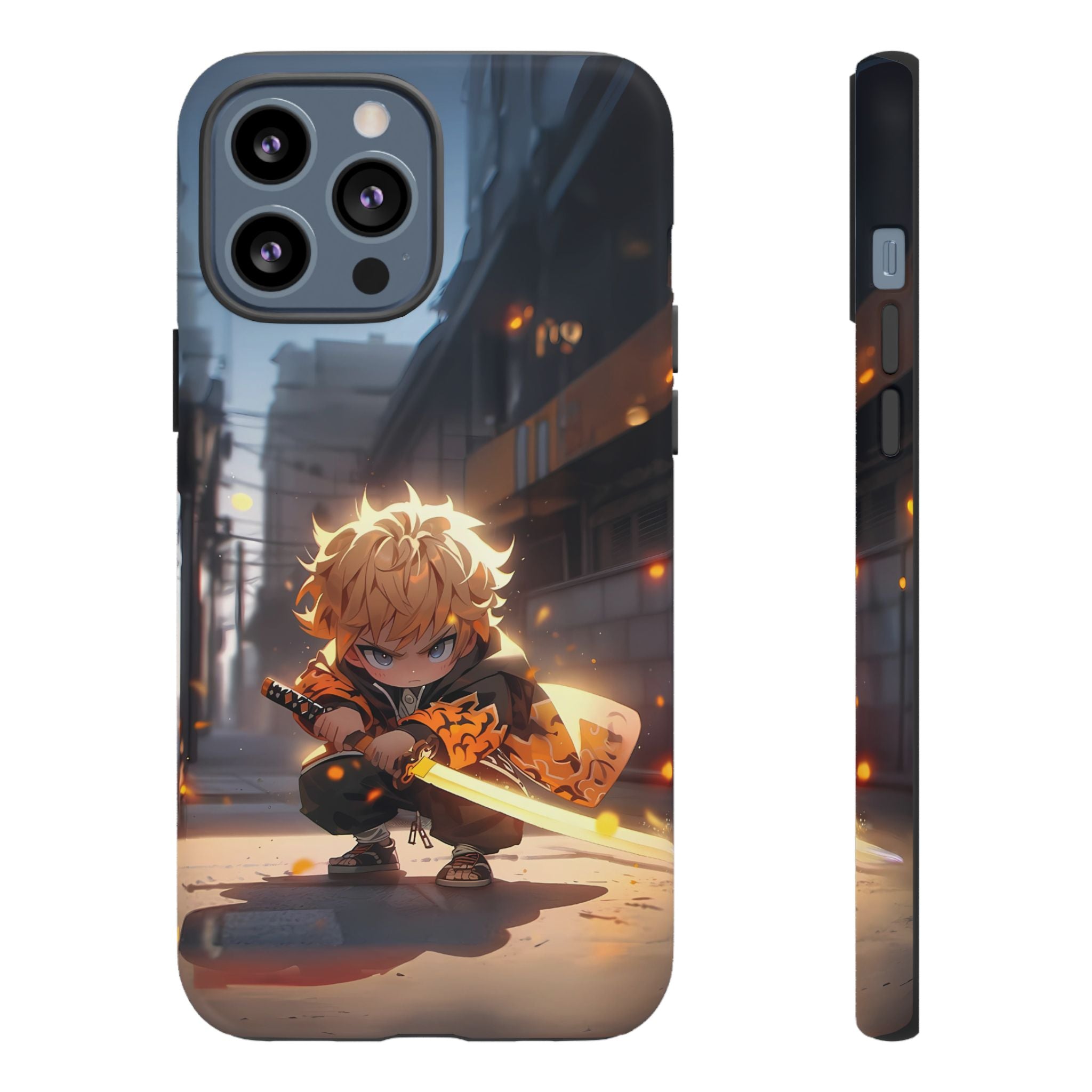 Chibi Zenitsu Lightning Tough Phone Case – Anime Protective Case for iPhone & Samsung, UV Resistant, Durable & Stylish