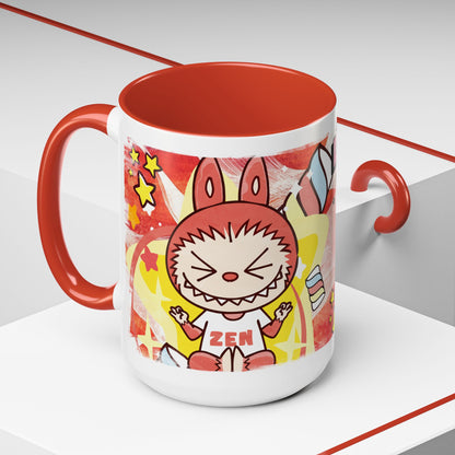 Mug Lazy Yoga Labubu Cartoon Accent Coffee Mug - Fun and Playful Design for Coffee Lovers